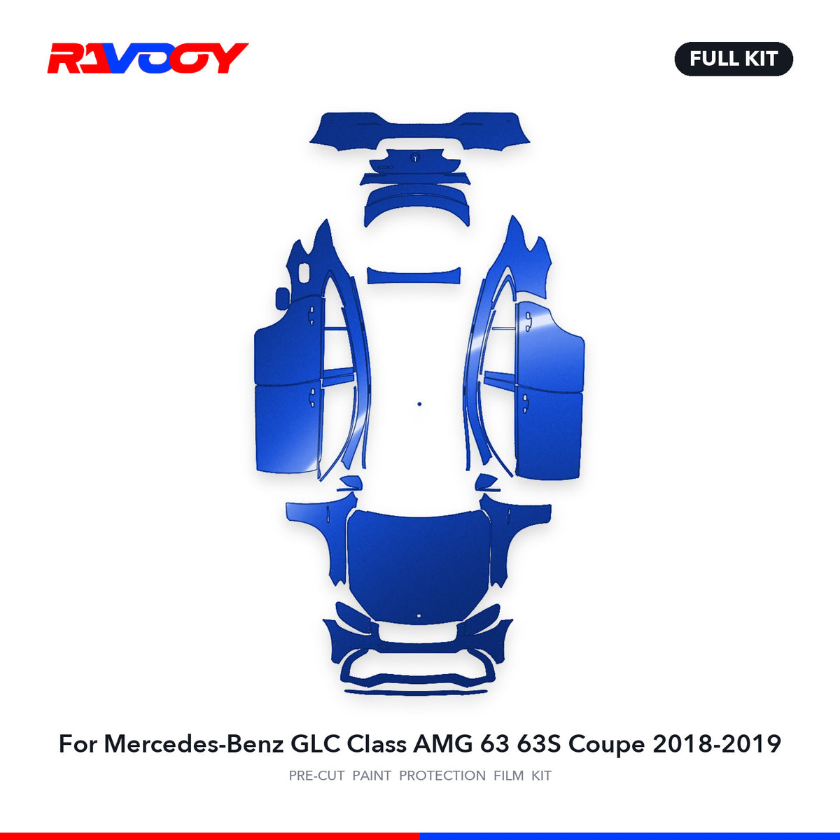 Full vehicle PPF pattern for 2018-2019 Mercedes-Benz GLC CIass AMG 63 63S Coupe