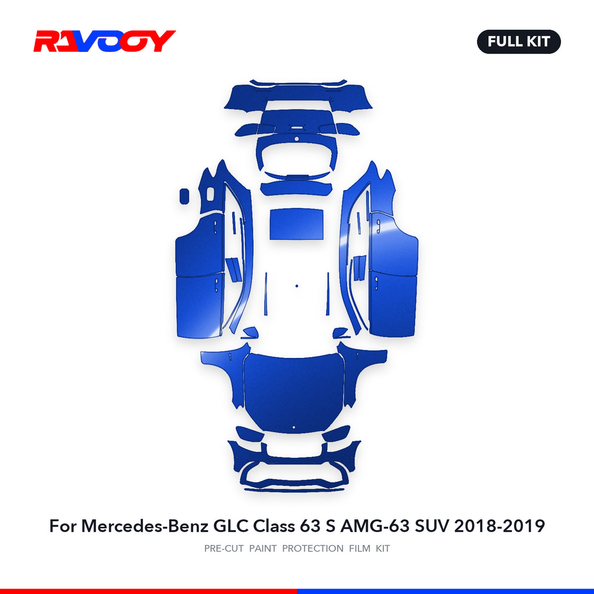 Full vehicle PPF pattern for 2018-2019 Mercedes-Benz GLC Class 63 S AMG-63 SUV