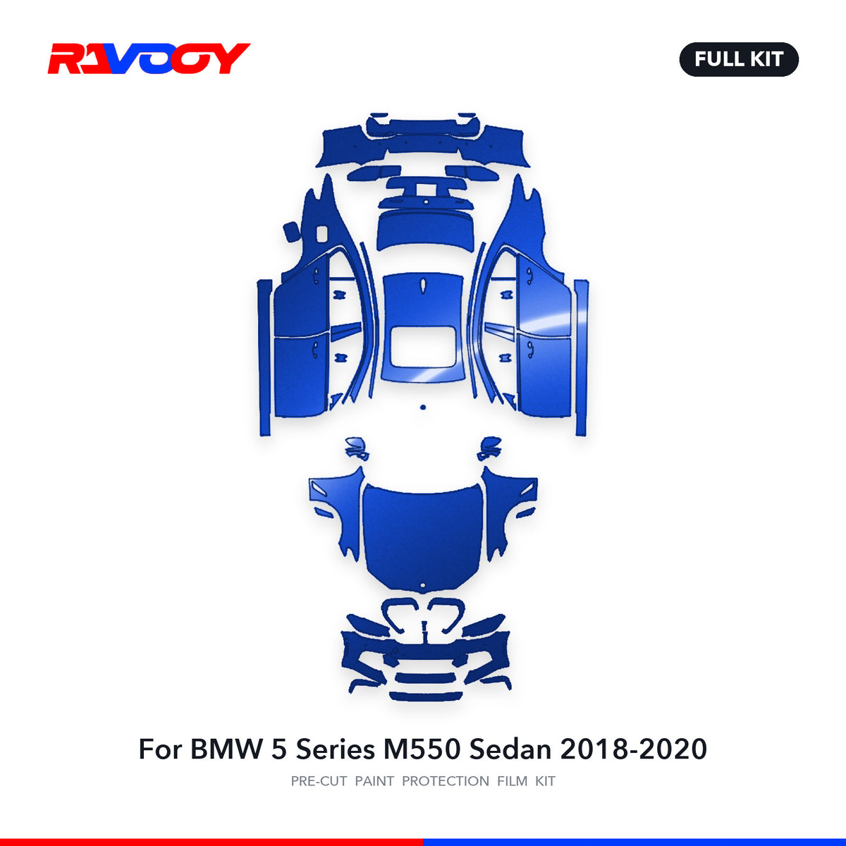 Full vehicle PPF pattern for 2018-2020 BMW 5 Series M550 Sedan