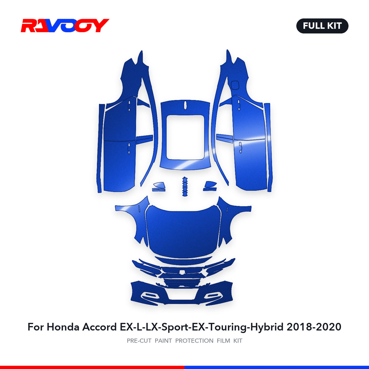 Full vehicle PPF pattern for 2018-2020 Honda Accord EX-L-LX-Sport-EX-Touring-Hybrid