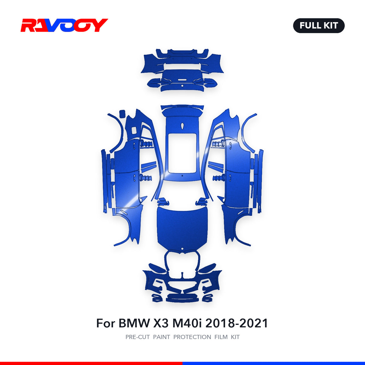 Full vehicle PPF pattern for 2018-2021 BMW X3 M40i