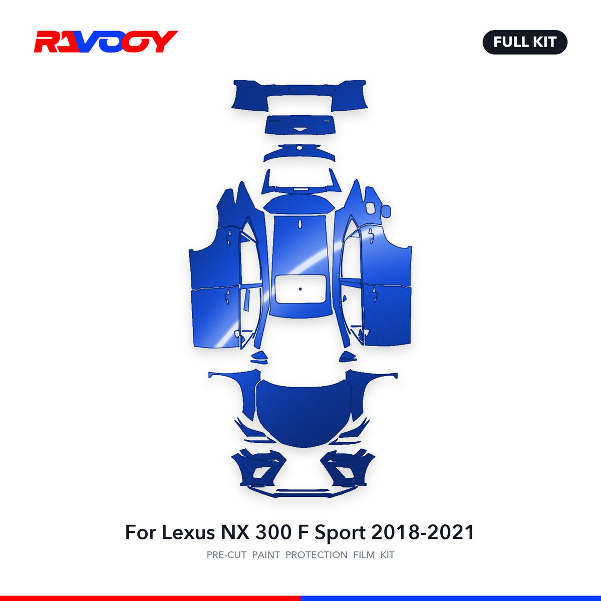 Full vehicle PPF pattern for 2018-2021 Lexus NX 300 F Sport