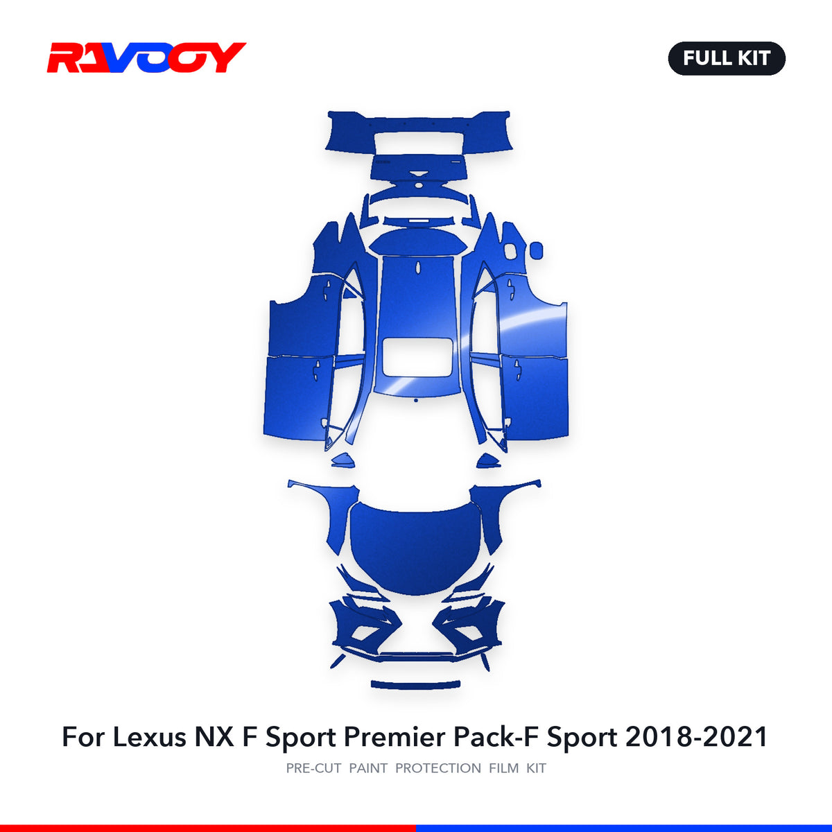 Full vehicle PPF pattern for 2018-2021 Lexus NX F Sport Premier Pack-F Sport