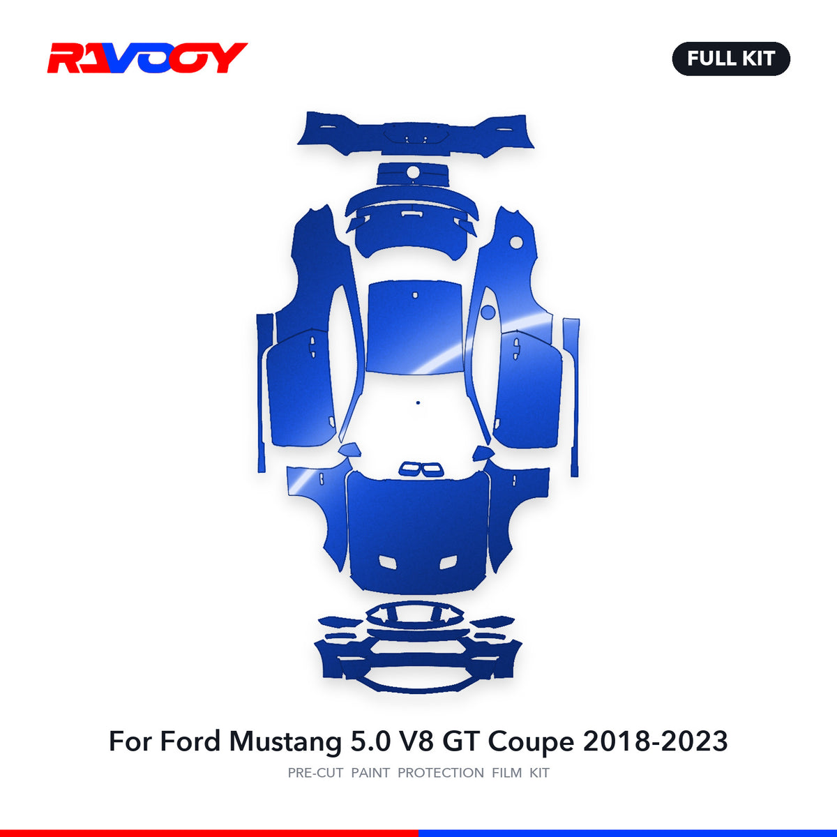 Full vehicle PPF pattern for 2018-2023 Ford Mustang 5.0 V8 GT Coupe
