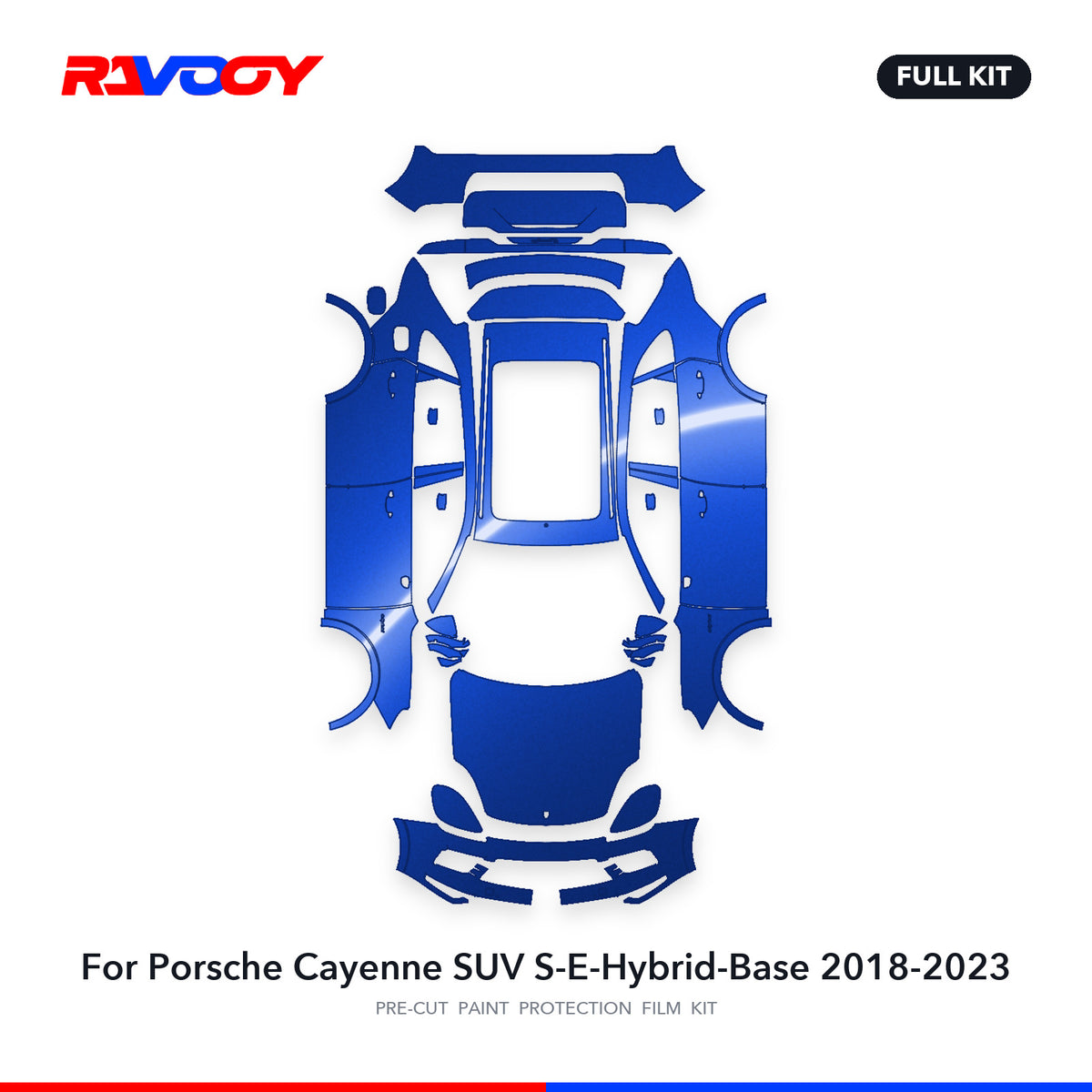Full vehicle PPF pattern for 2018-2023 Porsche Cayenne SUV S-E-Hybrid-Base