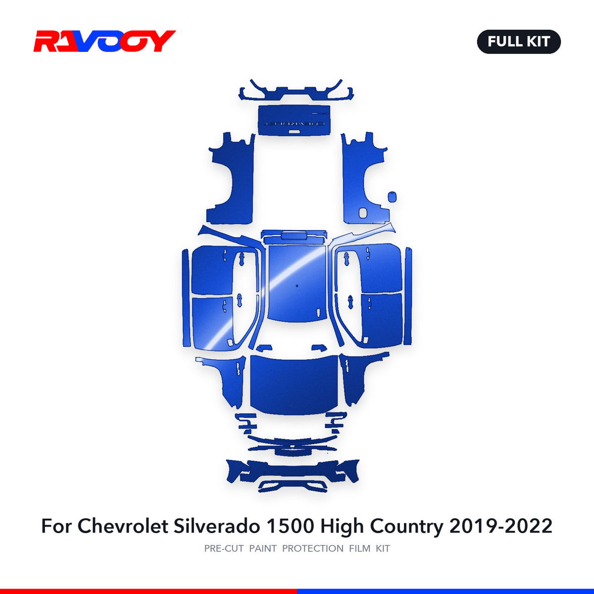 Full vehicle PPF pattern for 2019-2022 Chevrolet Silverado 1500 High Country