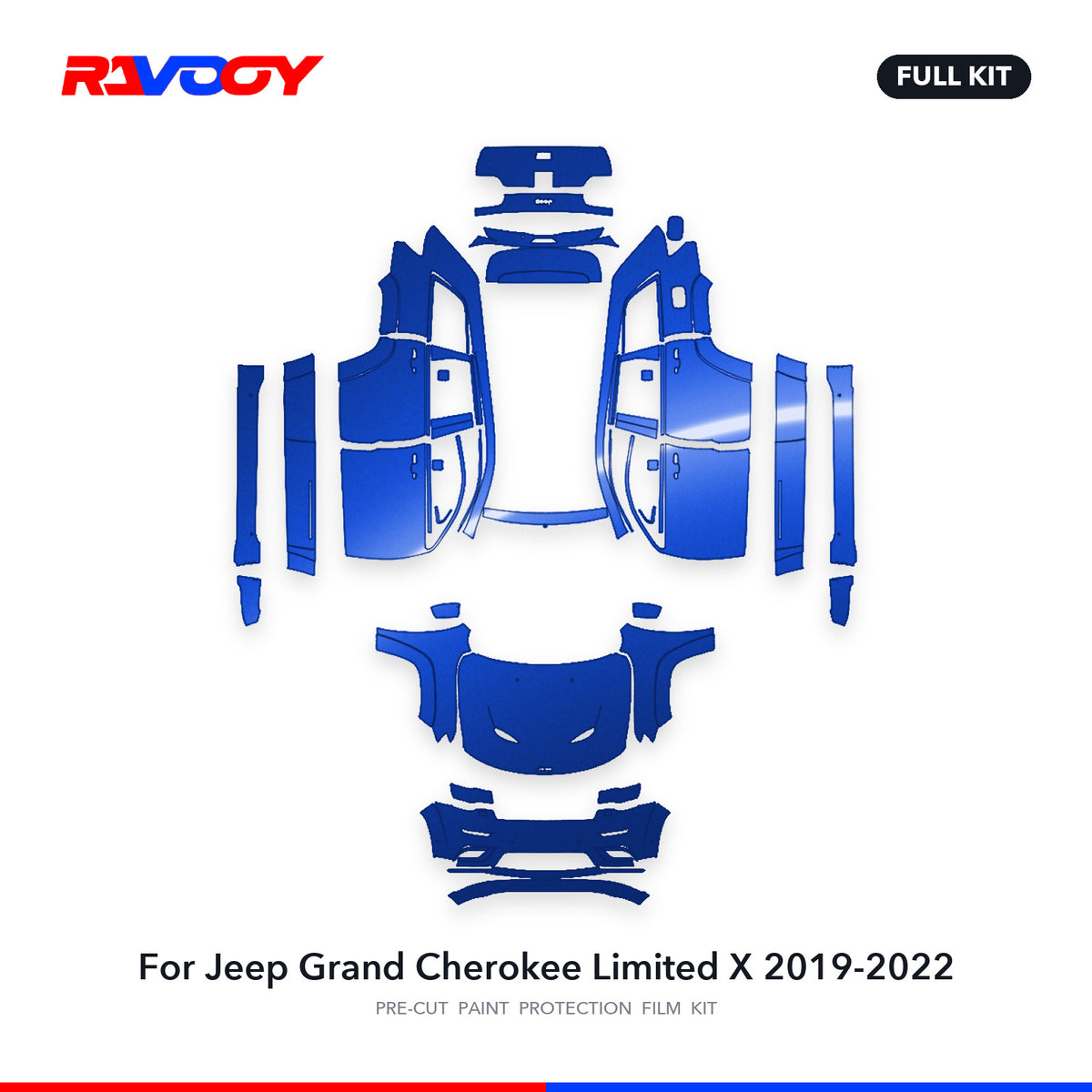 Full vehicle PPF pattern for 2019-2022 Jeep Grand Cherokee Limited X