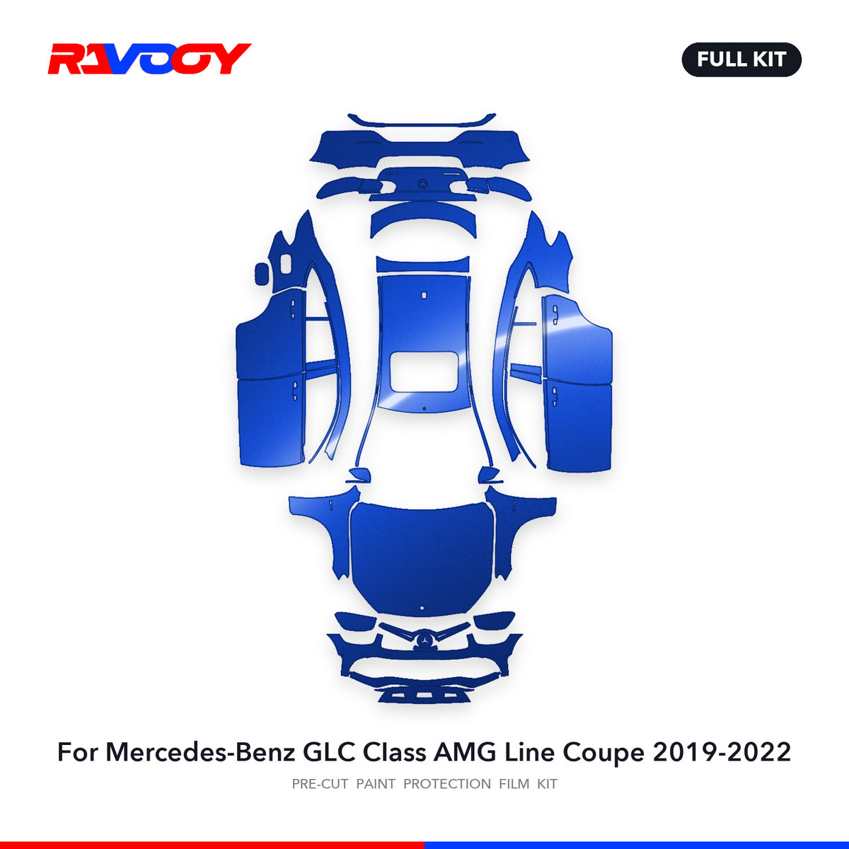 Full vehicle PPF pattern for 2019-2022 Mercedes-Benz GLC CIass AMG Line Coupe