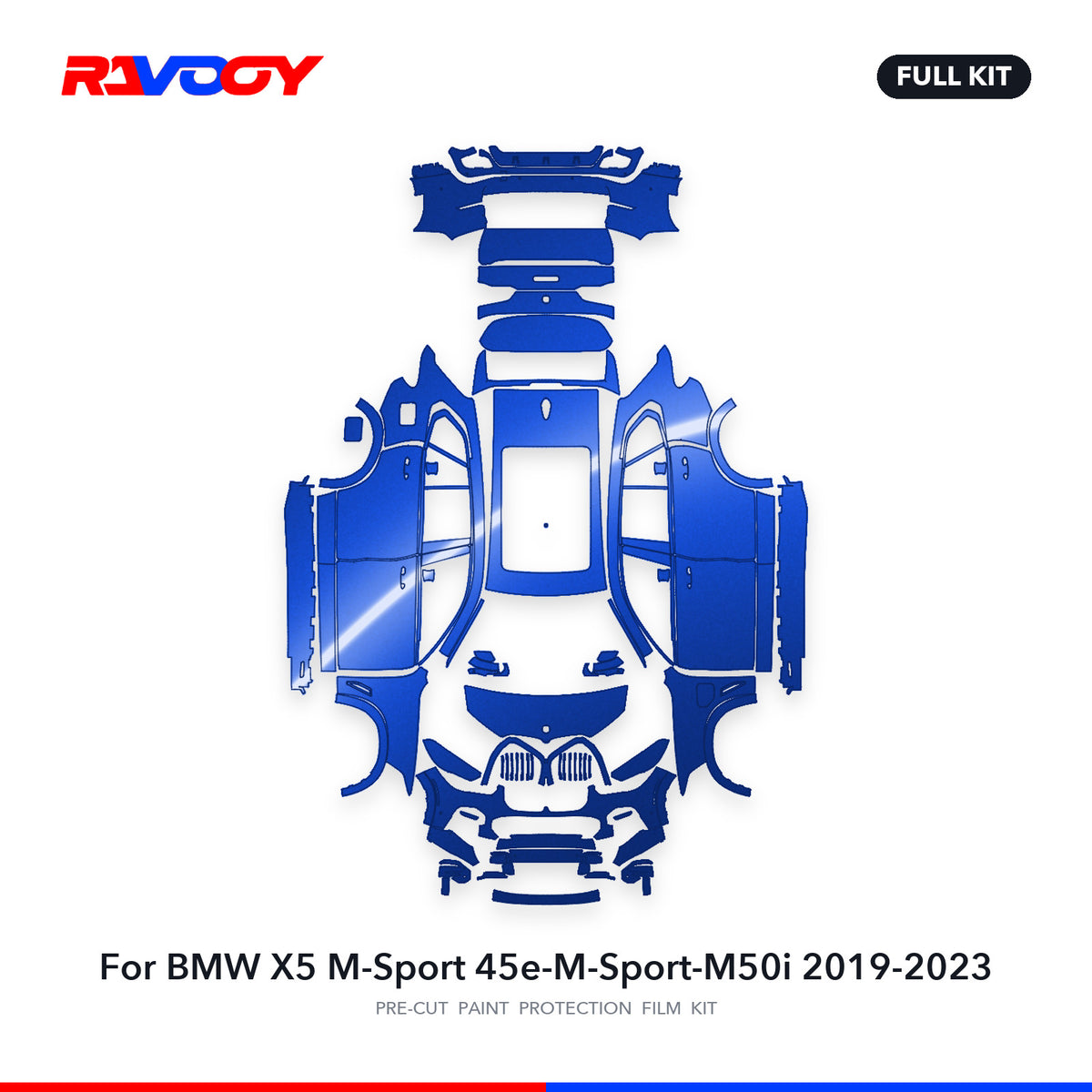 Full vehicle PPF pattern for 2019-2023 BMW X5 M-Sport 45e-M-Sport-M50i