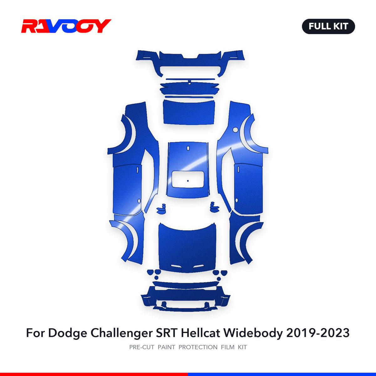 Full vehicle PPF pattern for 2019-2023 Dodge Challenger SRT Hellcat Widebody