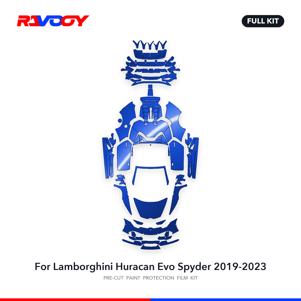 Full vehicle PPF pattern for 2019-2023 Lamborghini Huracan Evo Spyder
