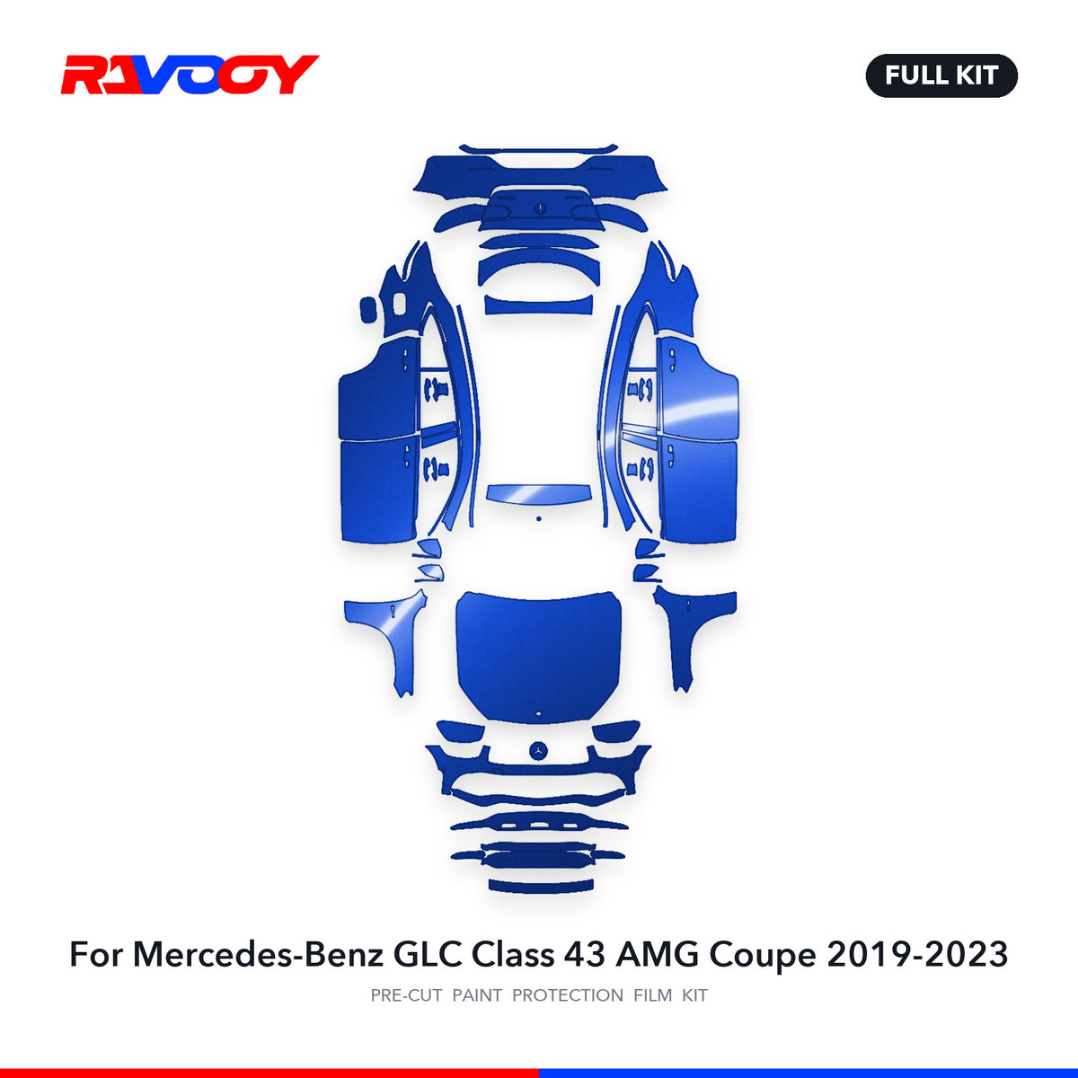 Full vehicle PPF pattern for 2019-2023 Mercedes-Benz GLC Class 43 AMG Coupe