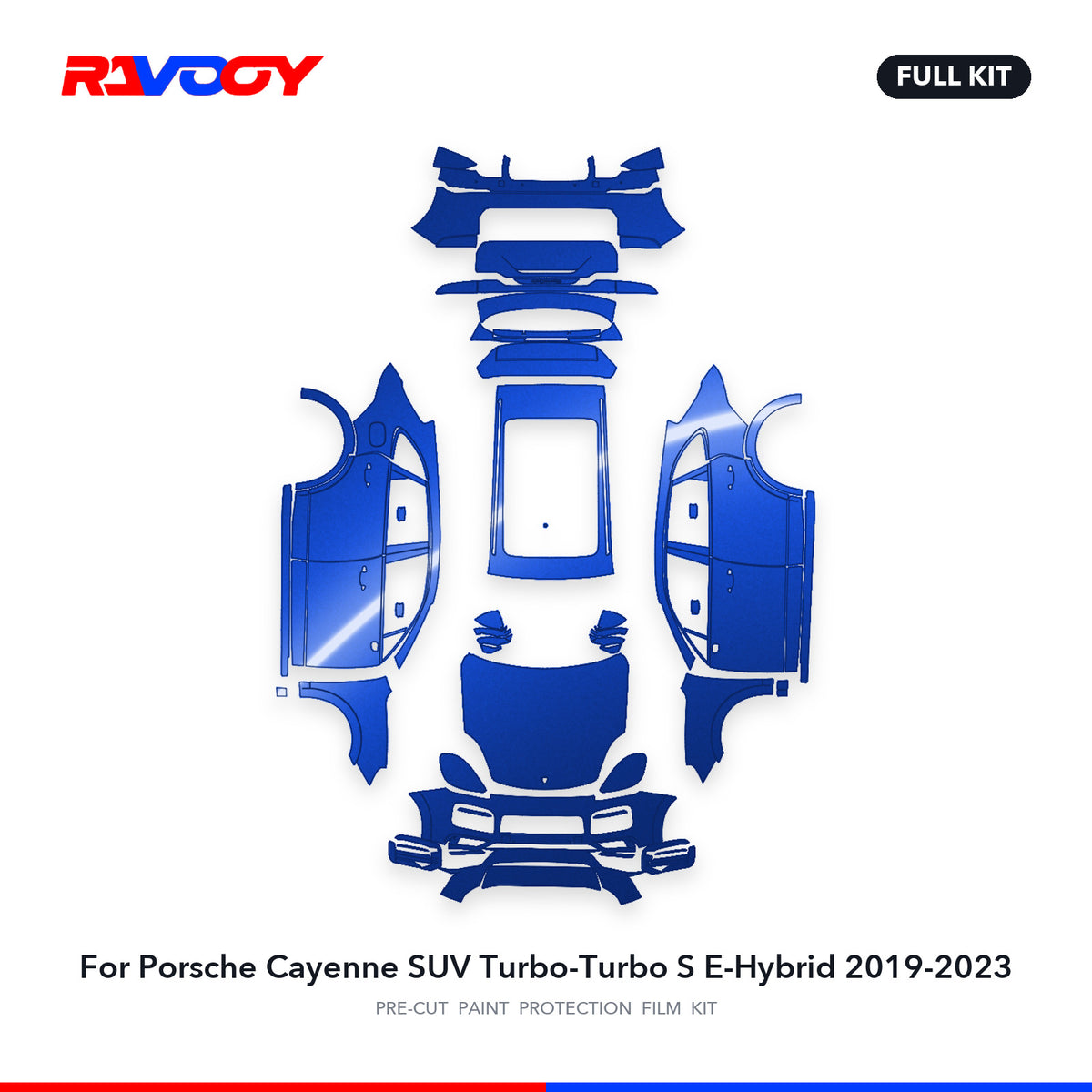 Full vehicle PPF pattern for 2019-2023 Porsche Cayenne SUV Turbo-Turbo S E-Hybrid