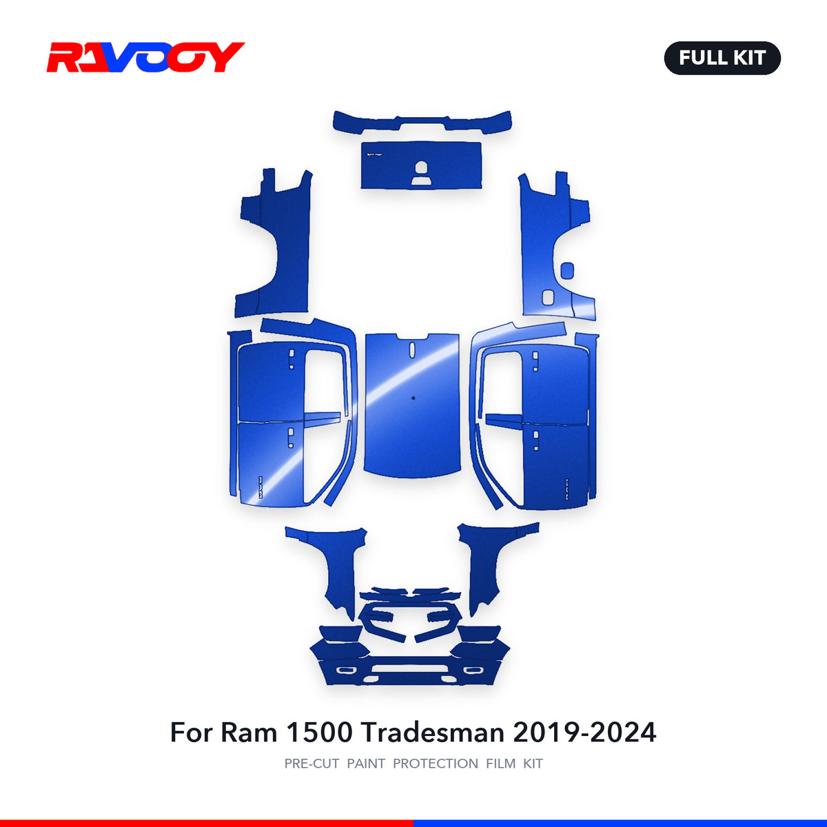 Full vehicle PPF pattern for 2019-2024 Ram 1500 Tradesman