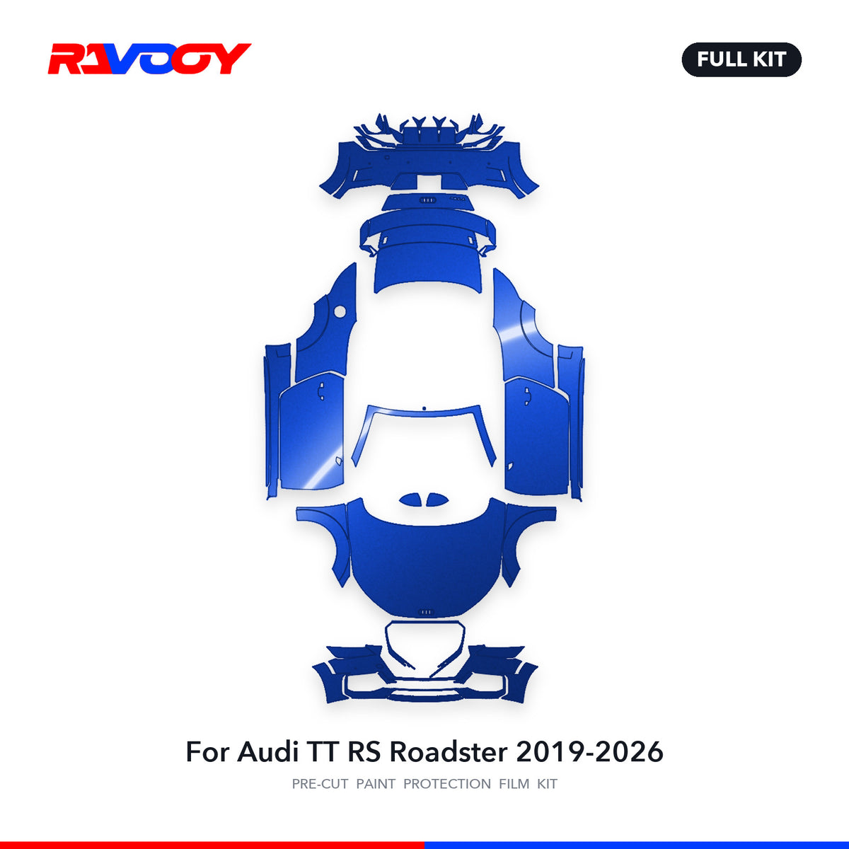 Full vehicle PPF pattern for 2019-2026 Audi TT RS Roadster
