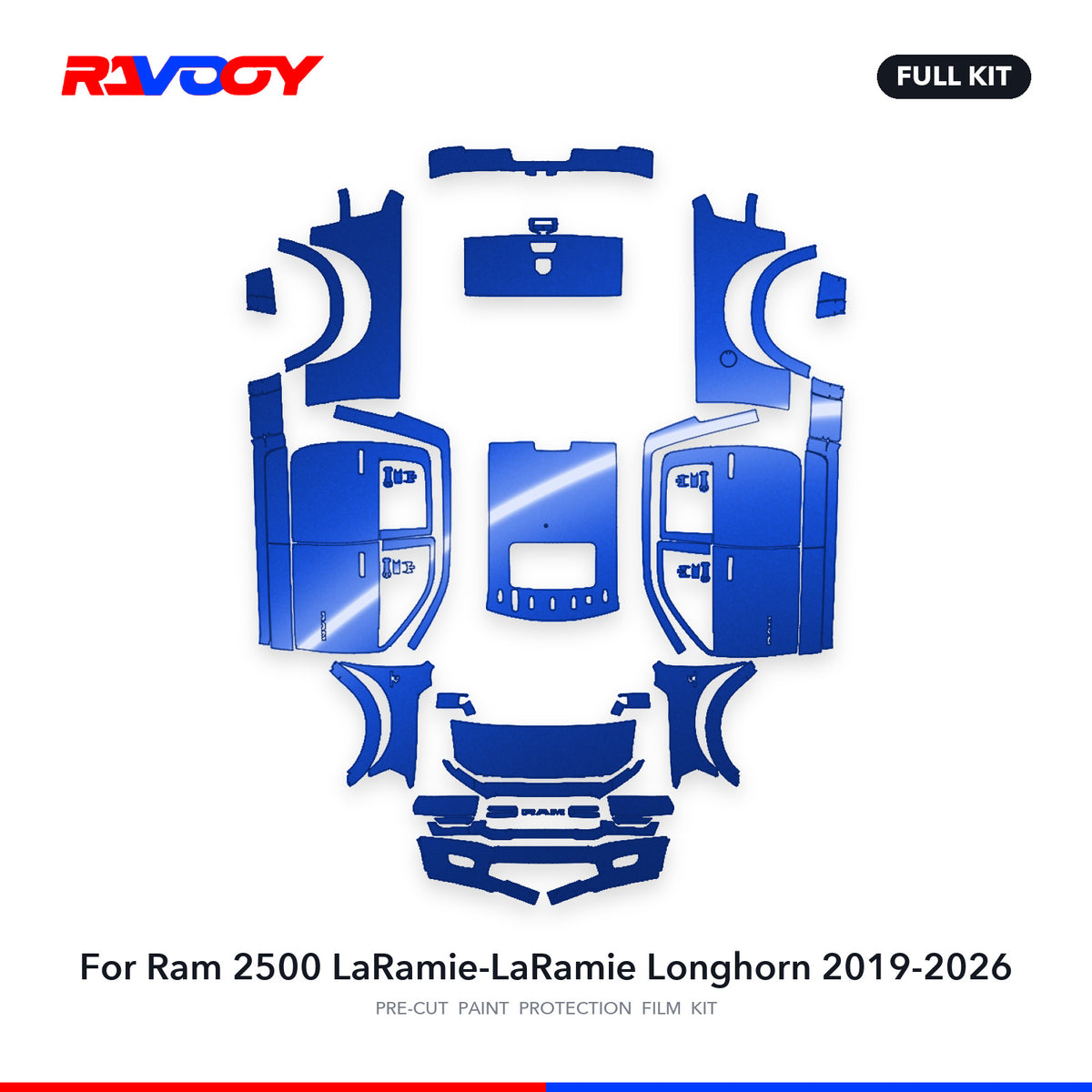 Full vehicle PPF pattern for 2019-2026 Ram 2500 LaRamie-LaRamie Longhorn