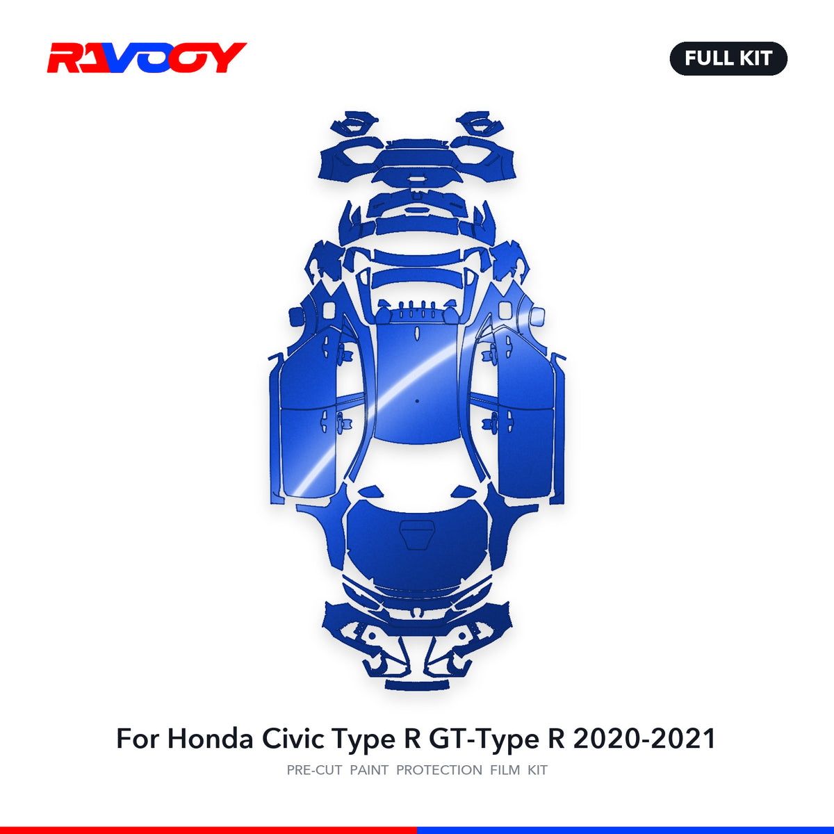 Full vehicle PPF pattern for 2020-2021 Honda Civic Type R GT-Type R