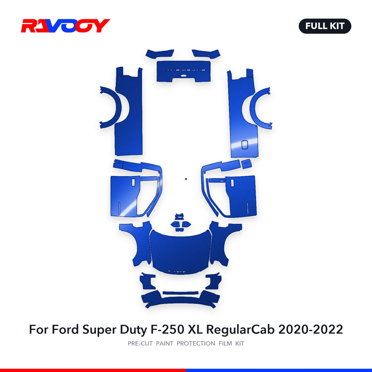 Full vehicle PPF pattern for 2020-2022 Ford Super Duty F-250 XL RegularCab