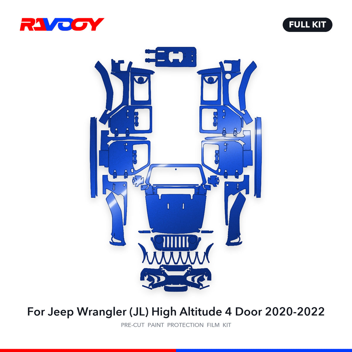 Full vehicle PPF pattern for 2020-2022 Jeep Wrangler (JL) High Altitude 4 Door