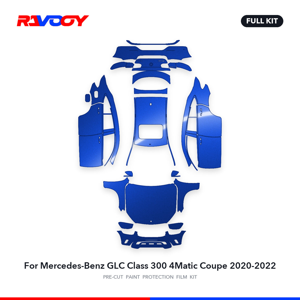 Full vehicle PPF pattern for 2020-2022 Mercedes-Benz GLC Class 300 4Matic Coupe