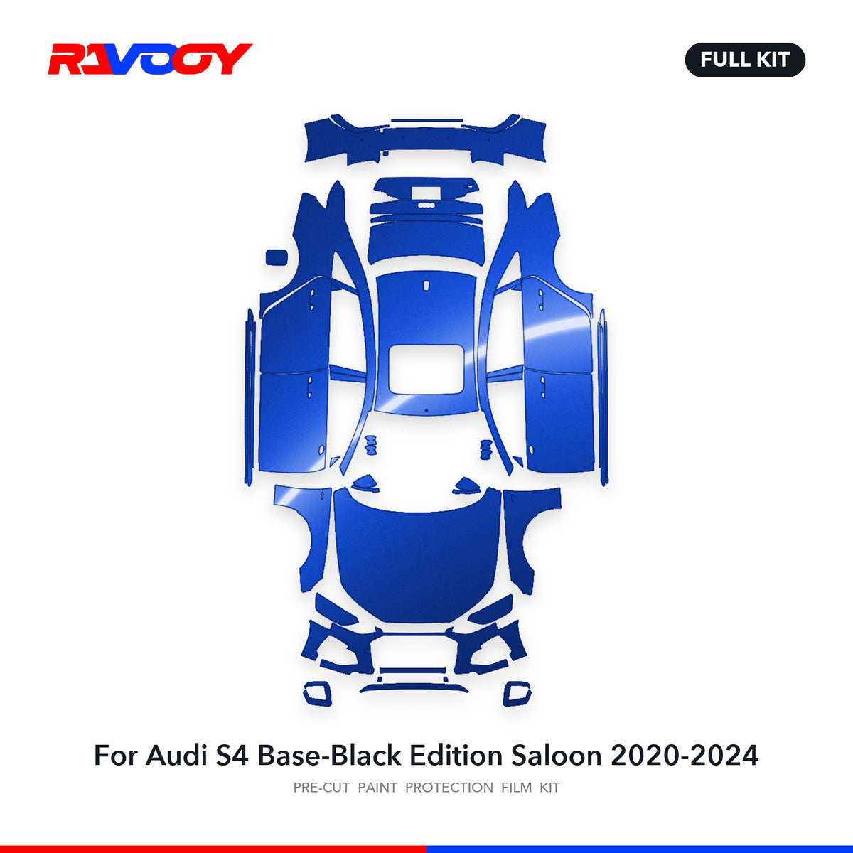 Full vehicle PPF pattern for 2020-2024 Audi S4 Base-Black Edition Saloon
