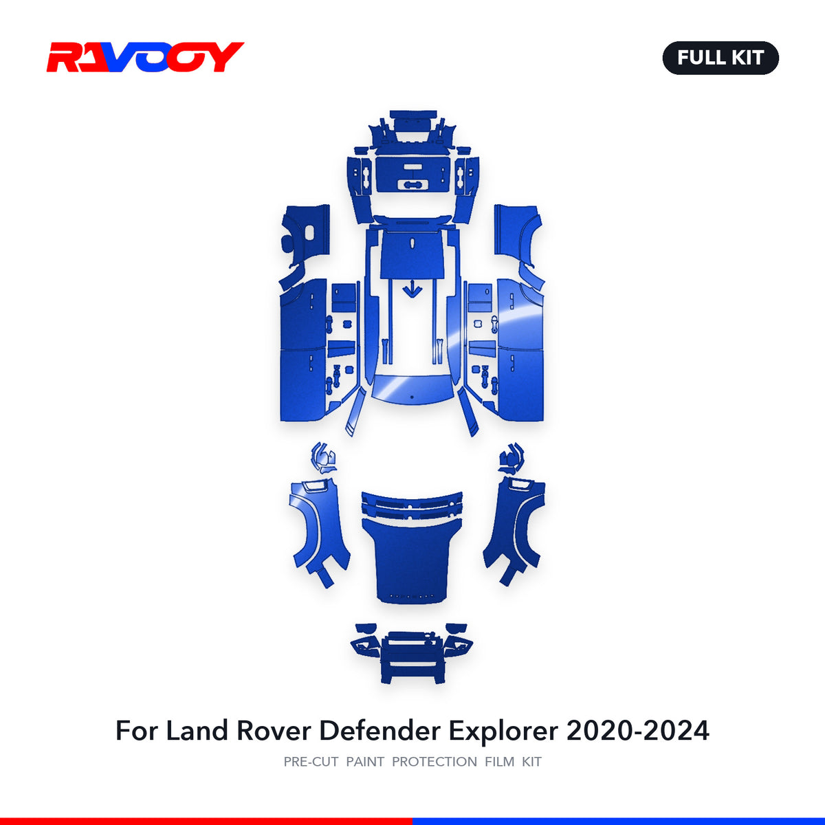 Full vehicle PPF pattern for 2020-2024 Land Rover Defender Explorer