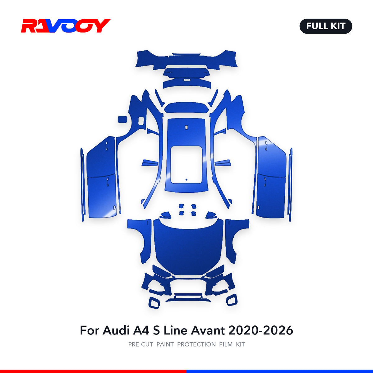 Full vehicle PPF pattern for 2020-2026 Audi A4 S Line Avant