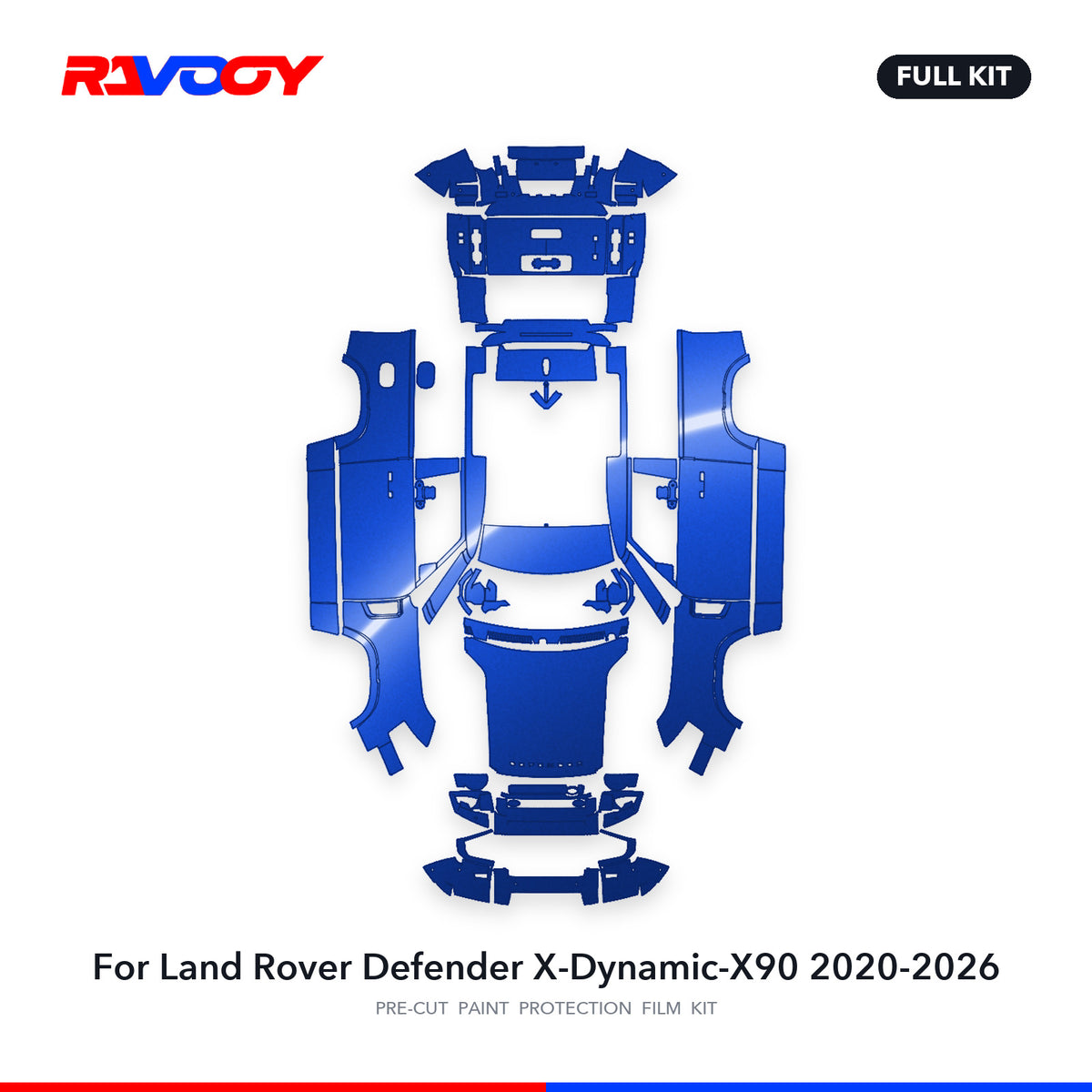 Full vehicle PPF pattern for 2020-2026 Land Rover Defender X-Dynamic-X90