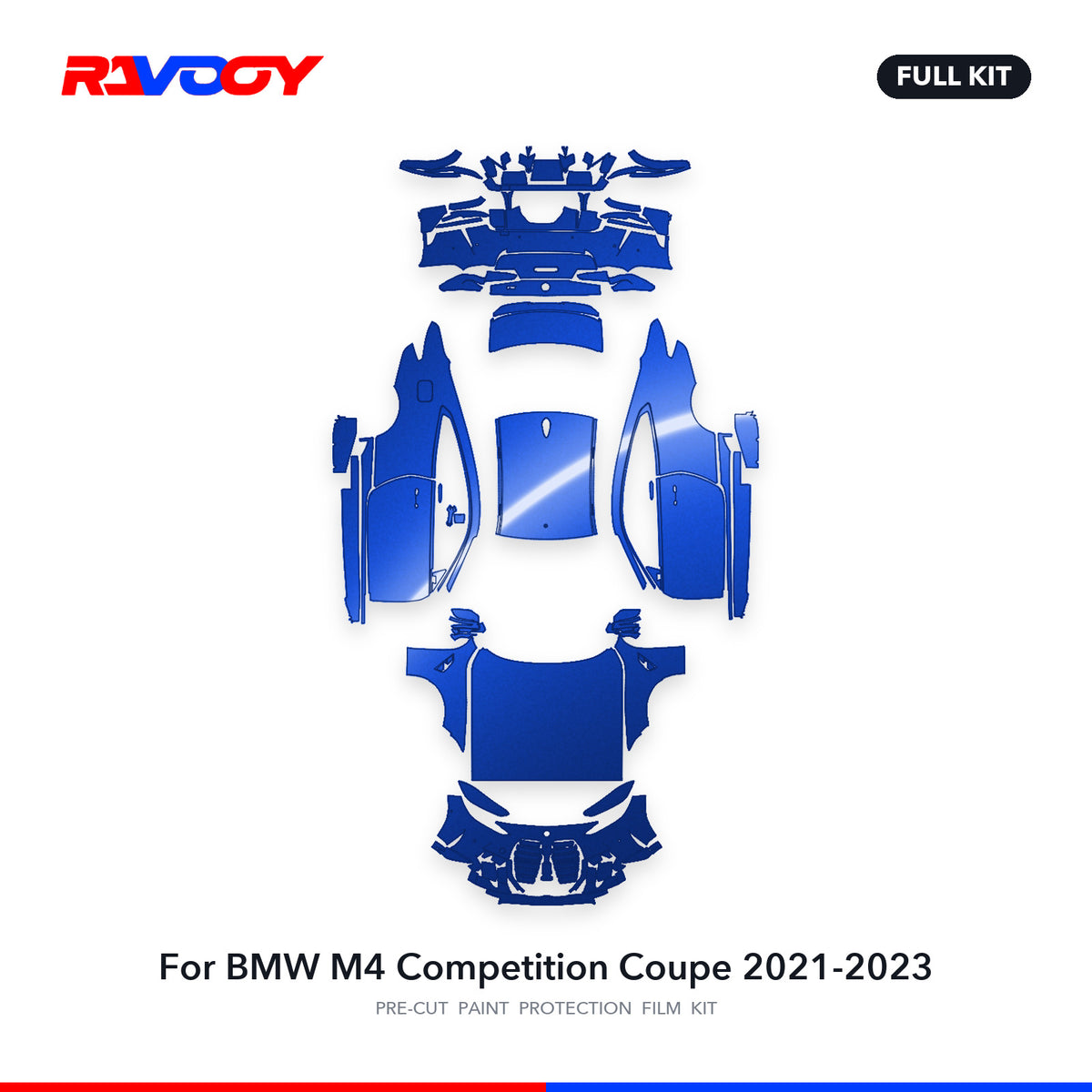 Full vehicle PPF pattern for 2021-2023 BMW M4 Competition Coupe