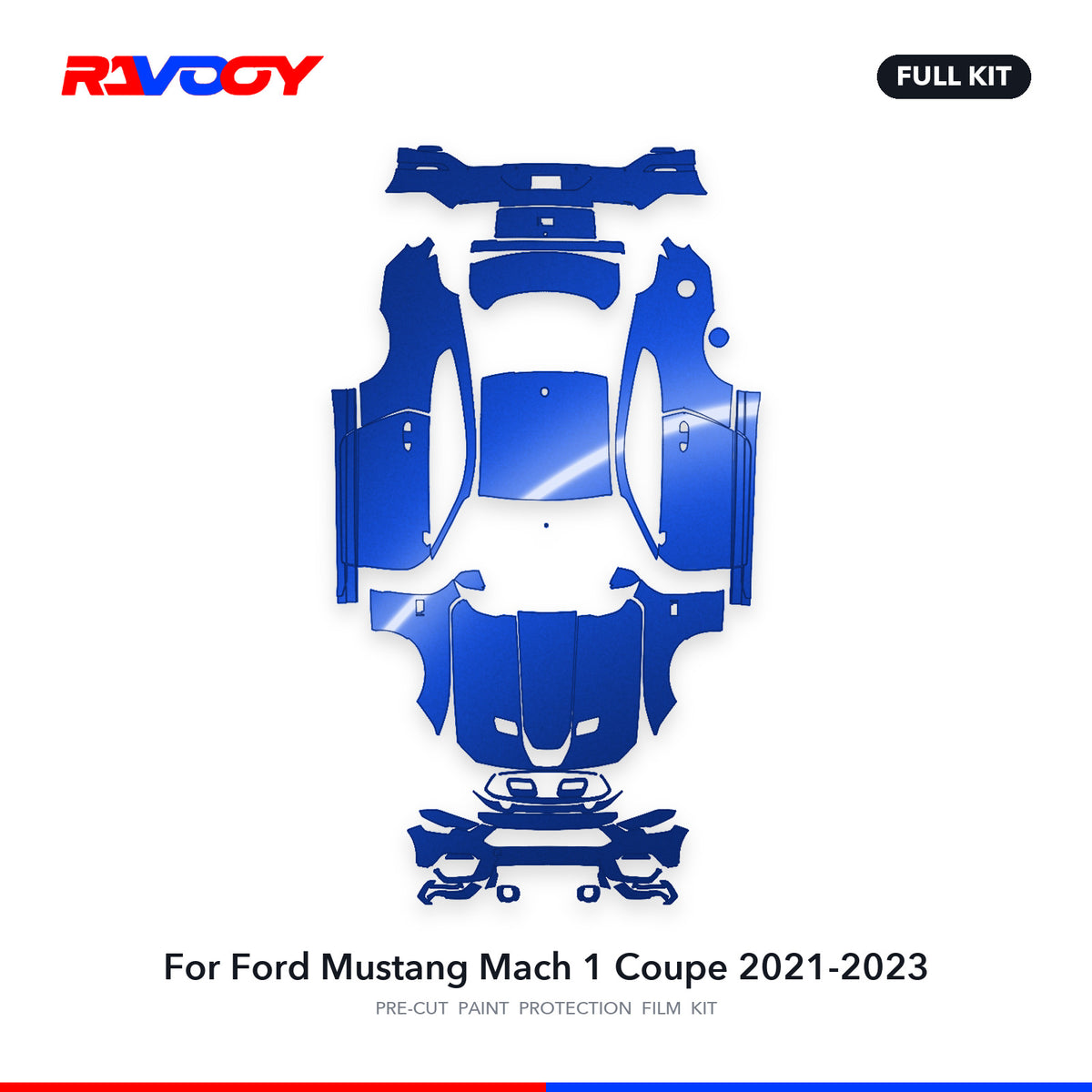 Full vehicle PPF pattern for 2021-2023 Ford Mustang Mach 1 Coupe