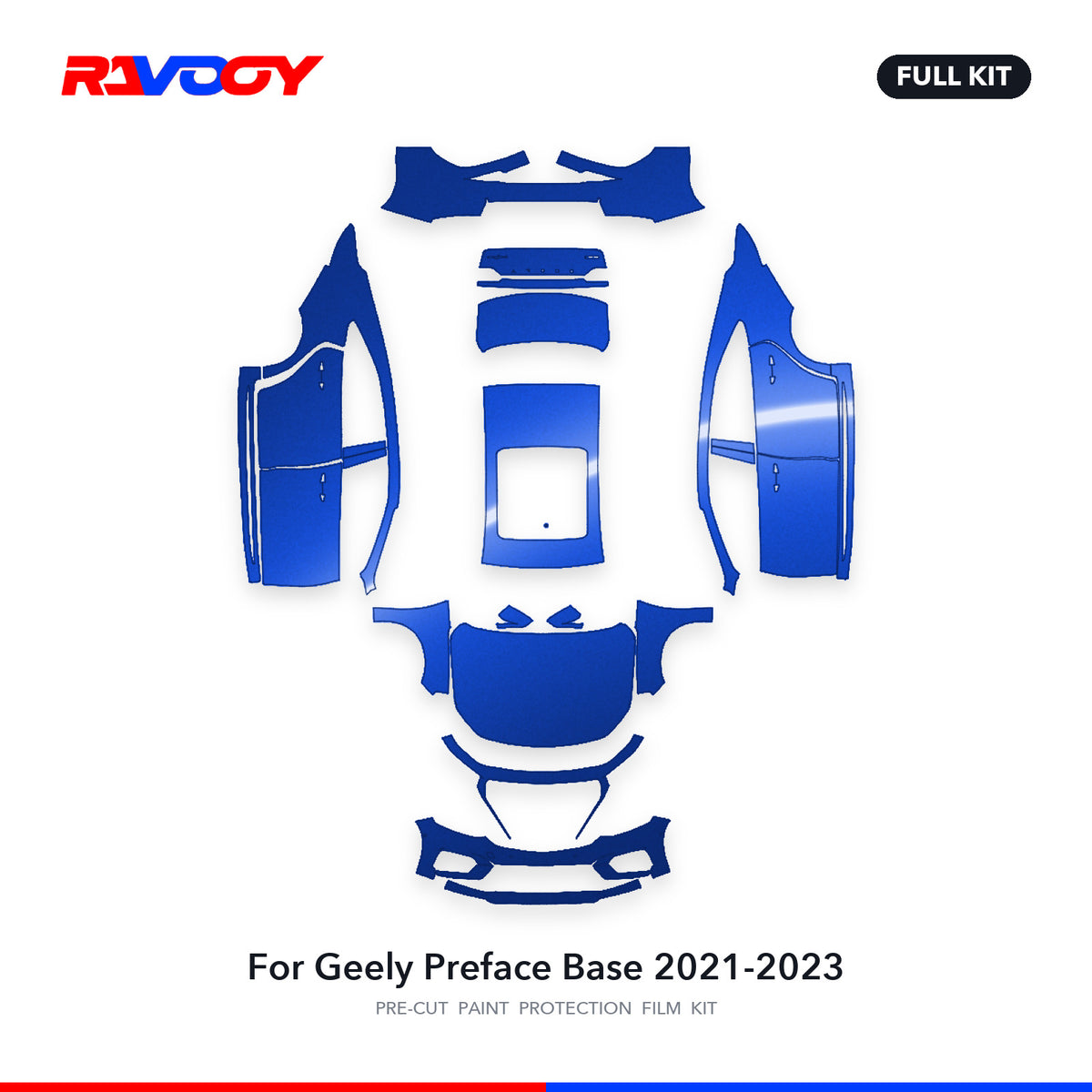 Full vehicle PPF pattern for 2021-2023 Geely Preface Base