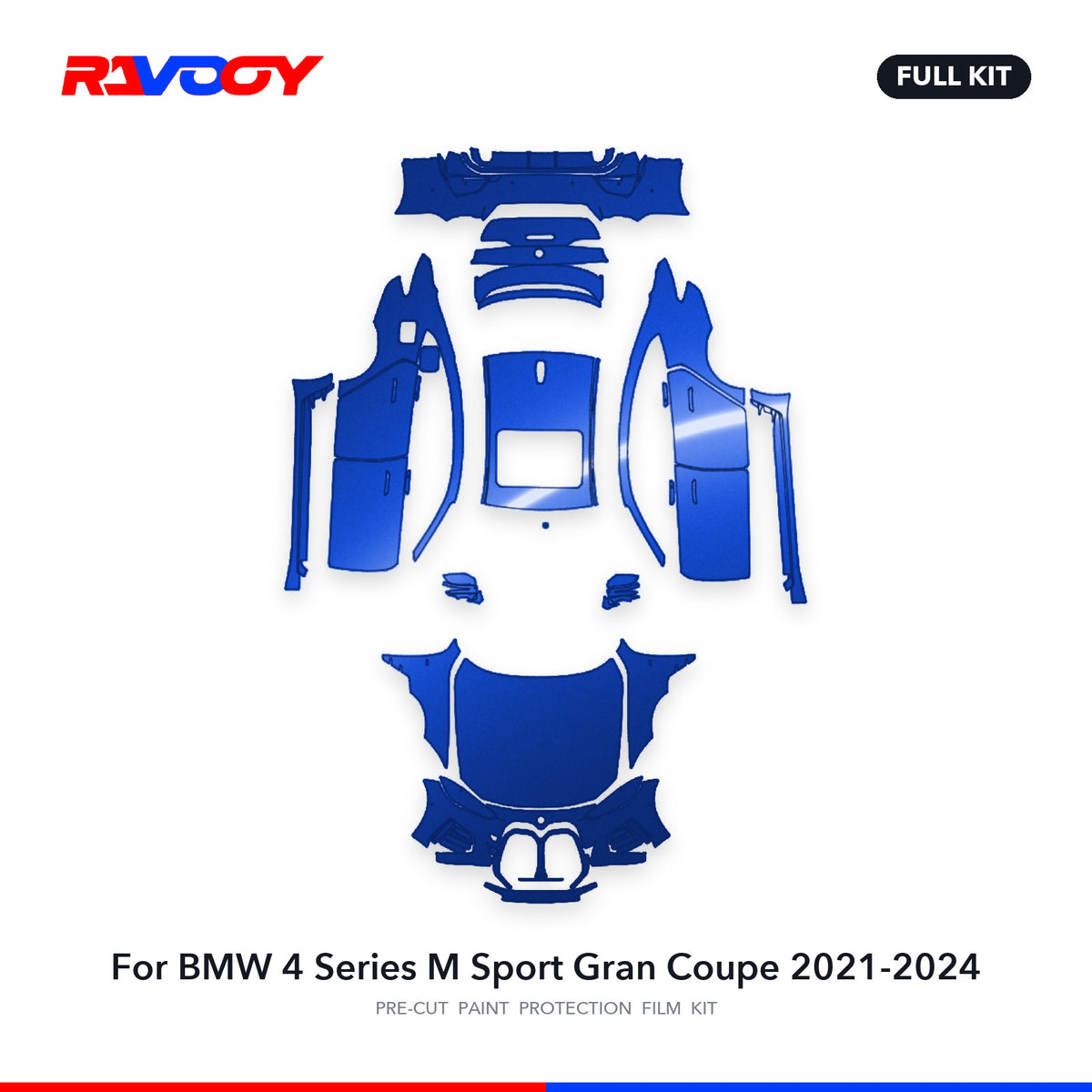 Full vehicle PPF pattern for 2021-2024 BMW 4 Series M Sport Gran Coupe