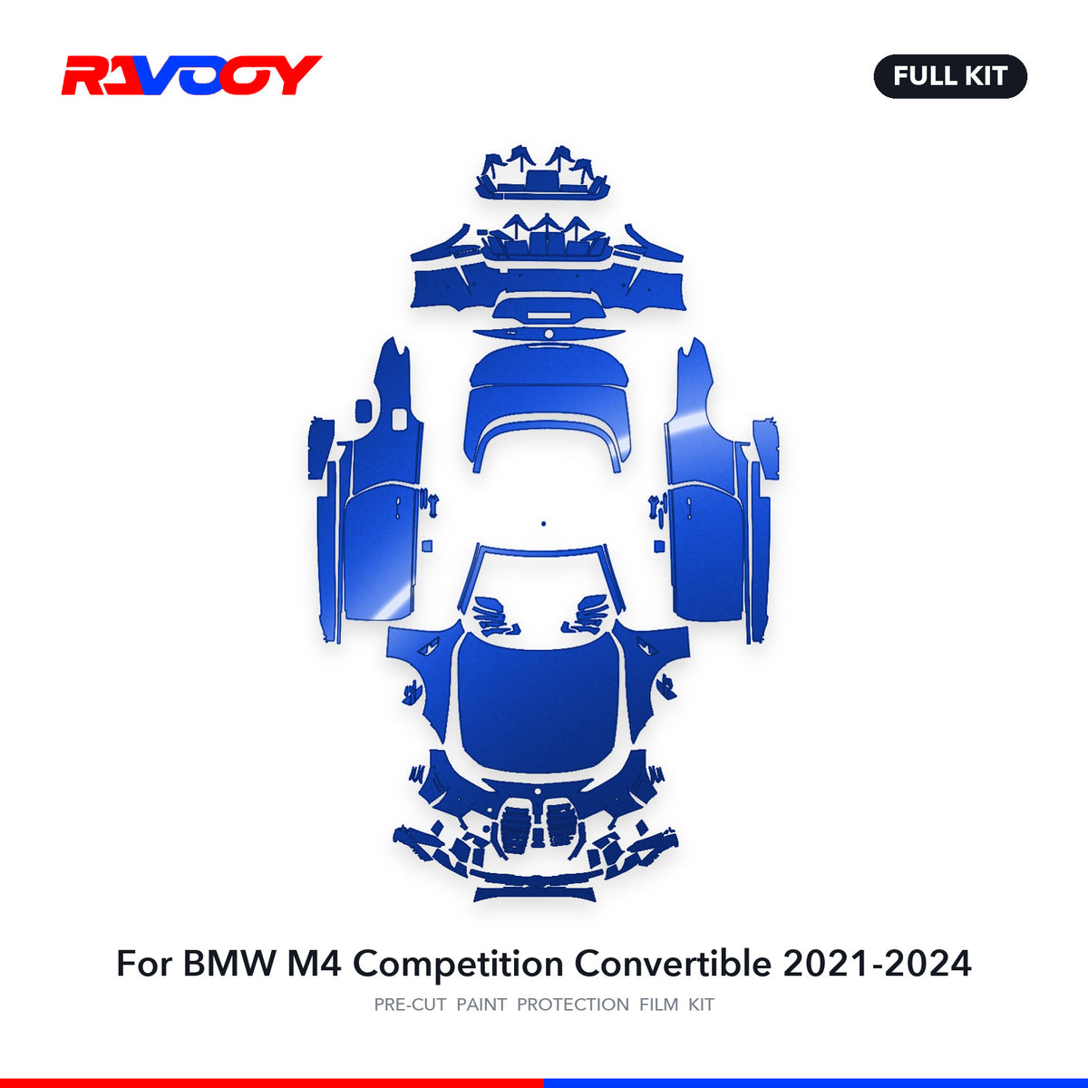 Full vehicle PPF pattern for 2021-2024 BMW M4 Competition Convertible