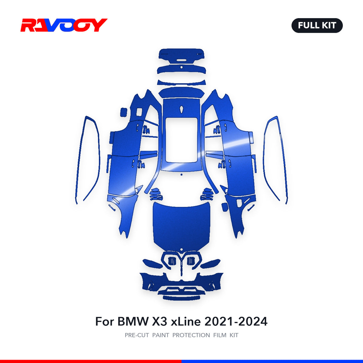 Full vehicle PPF pattern for 2021-2024 BMW X3 xLine