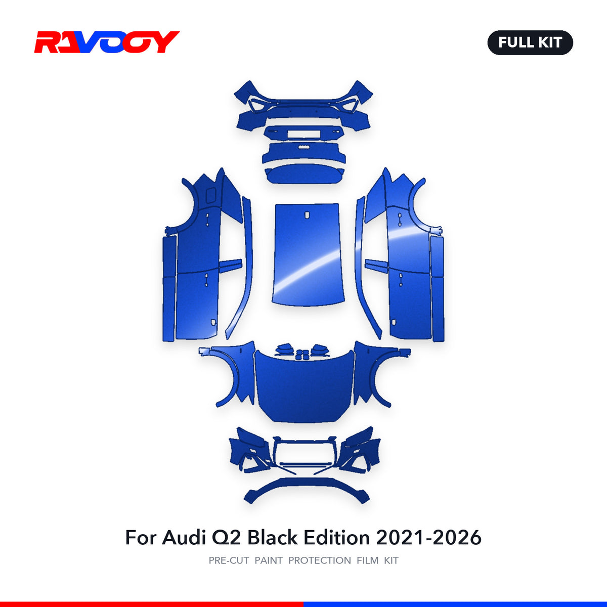 Full vehicle PPF pattern for 2021-2026 Audi Q2 Black Edition