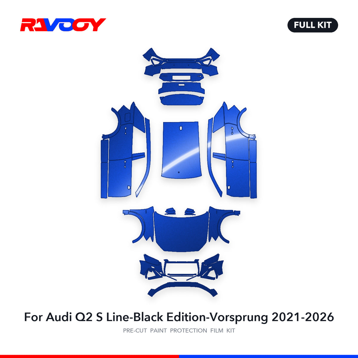 Full vehicle PPF pattern for 2021-2026 Audi Q2 S Line-Black Edition-Vorsprung
