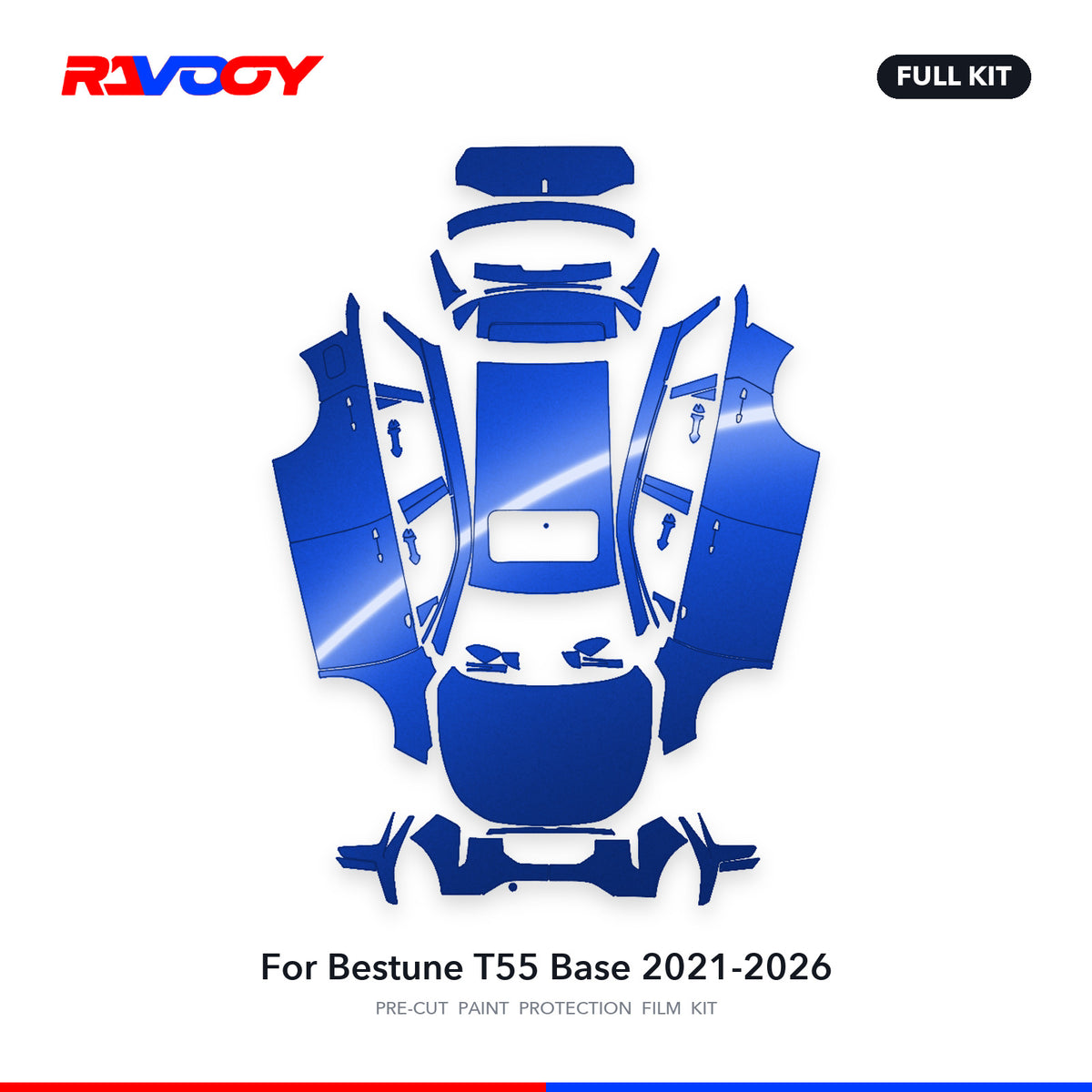 Full vehicle PPF pattern for 2021-2026 Bestune T55 Base