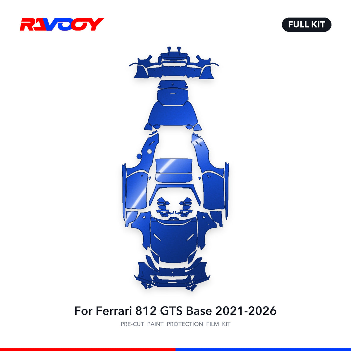Full vehicle PPF pattern for 2021-2026 Ferrari 812 GTS Base