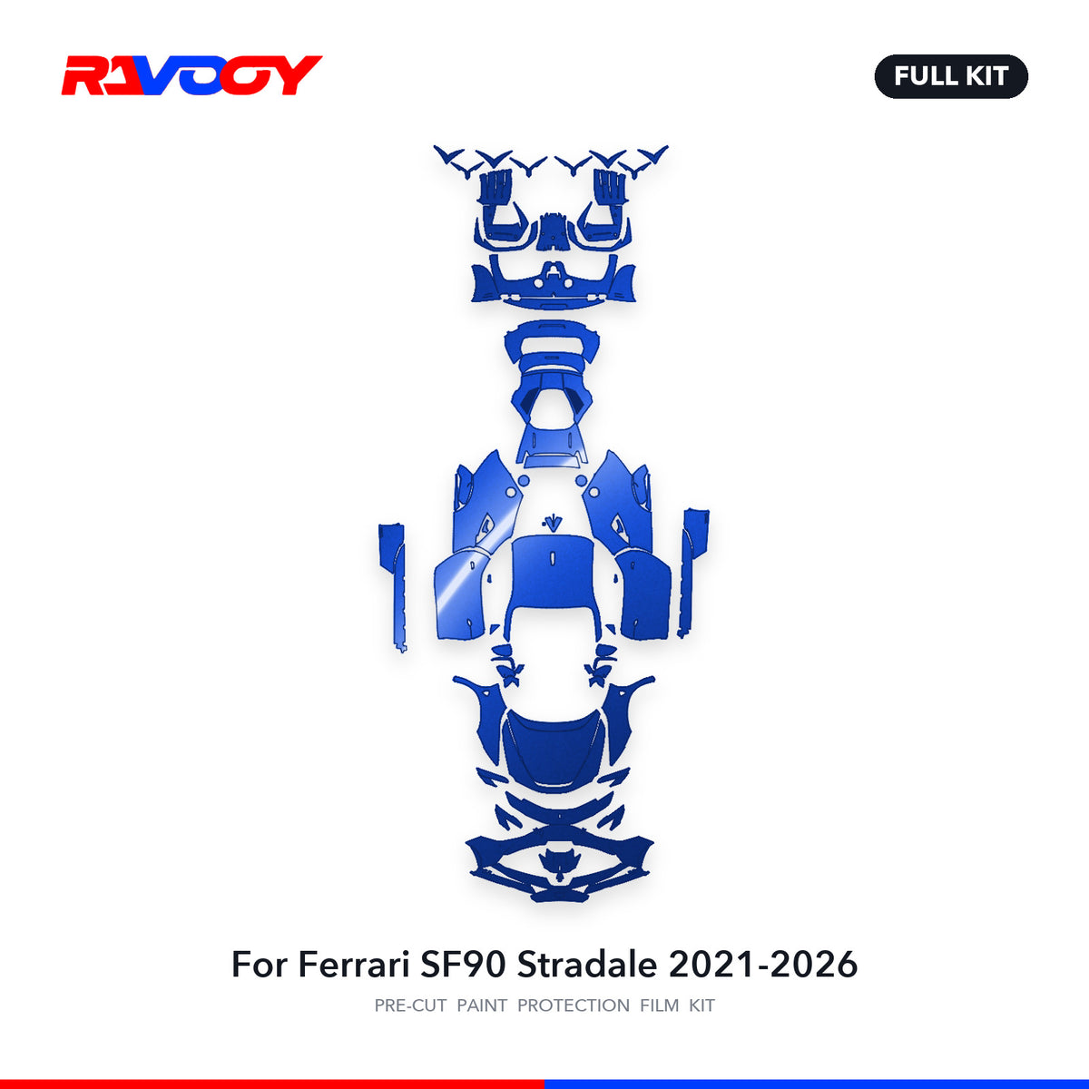 Full vehicle PPF pattern for 2021-2026 Ferrari SF90 Stradale