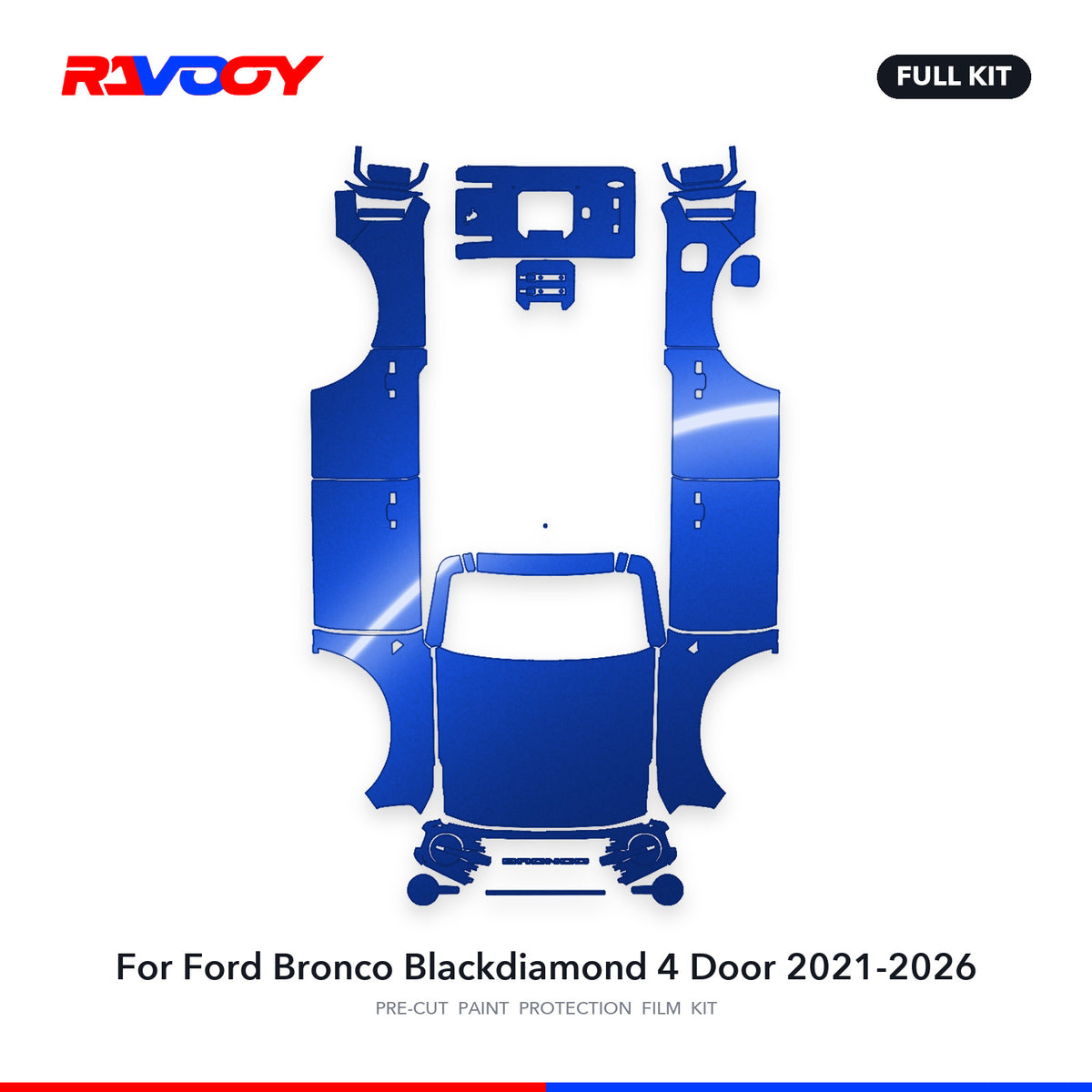 Full vehicle PPF pattern for 2021-2026 Ford Bronco Blackdiamond 4 Door