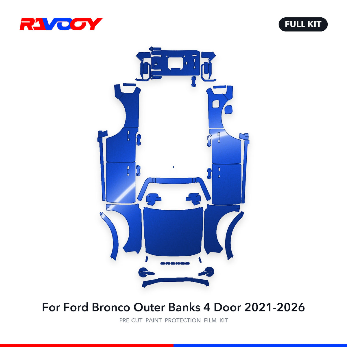 Full vehicle PPF pattern for 2021-2026 Ford Bronco Outer Banks 4 Door