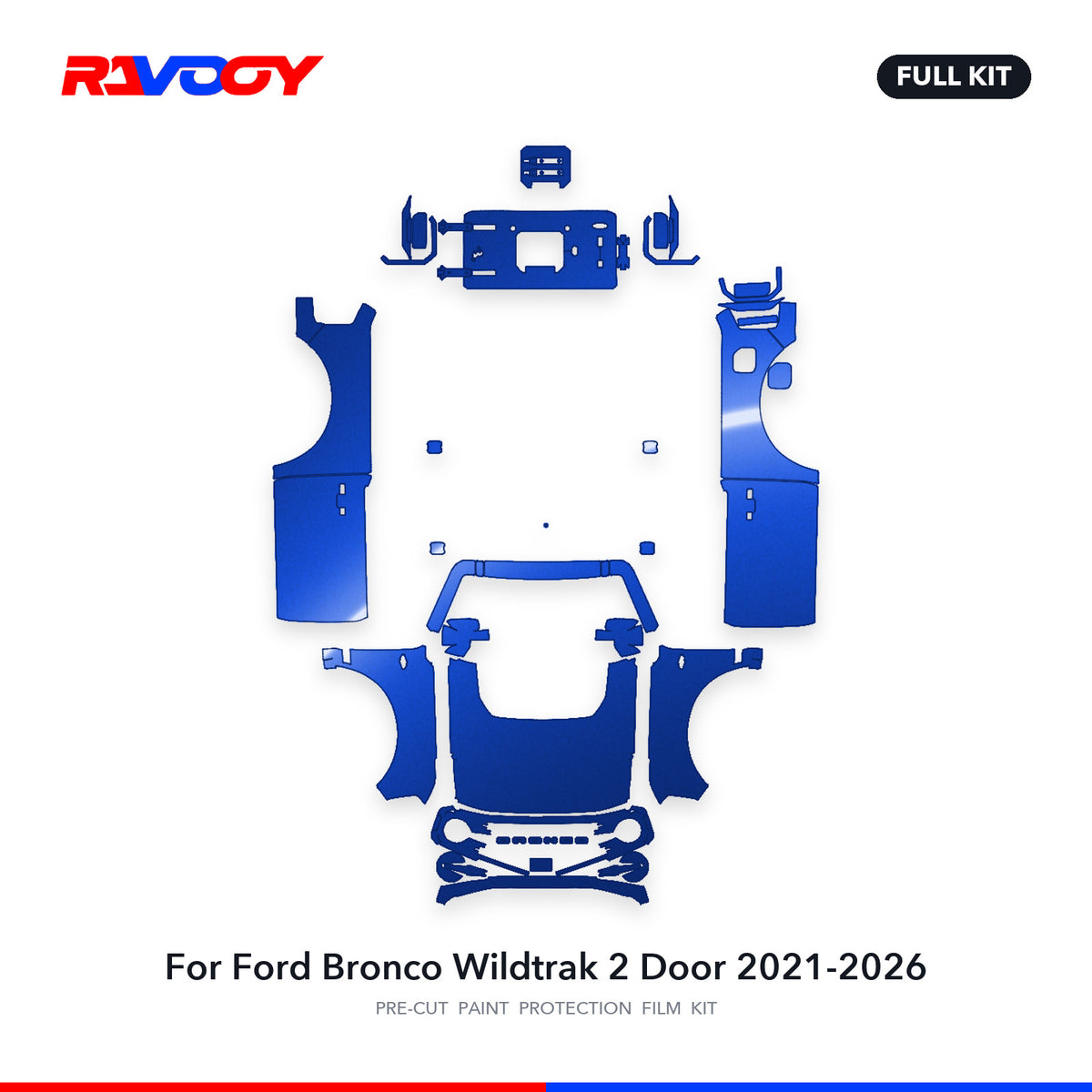 Full vehicle PPF pattern for 2021-2026 Ford Bronco Wildtrak 2 Door