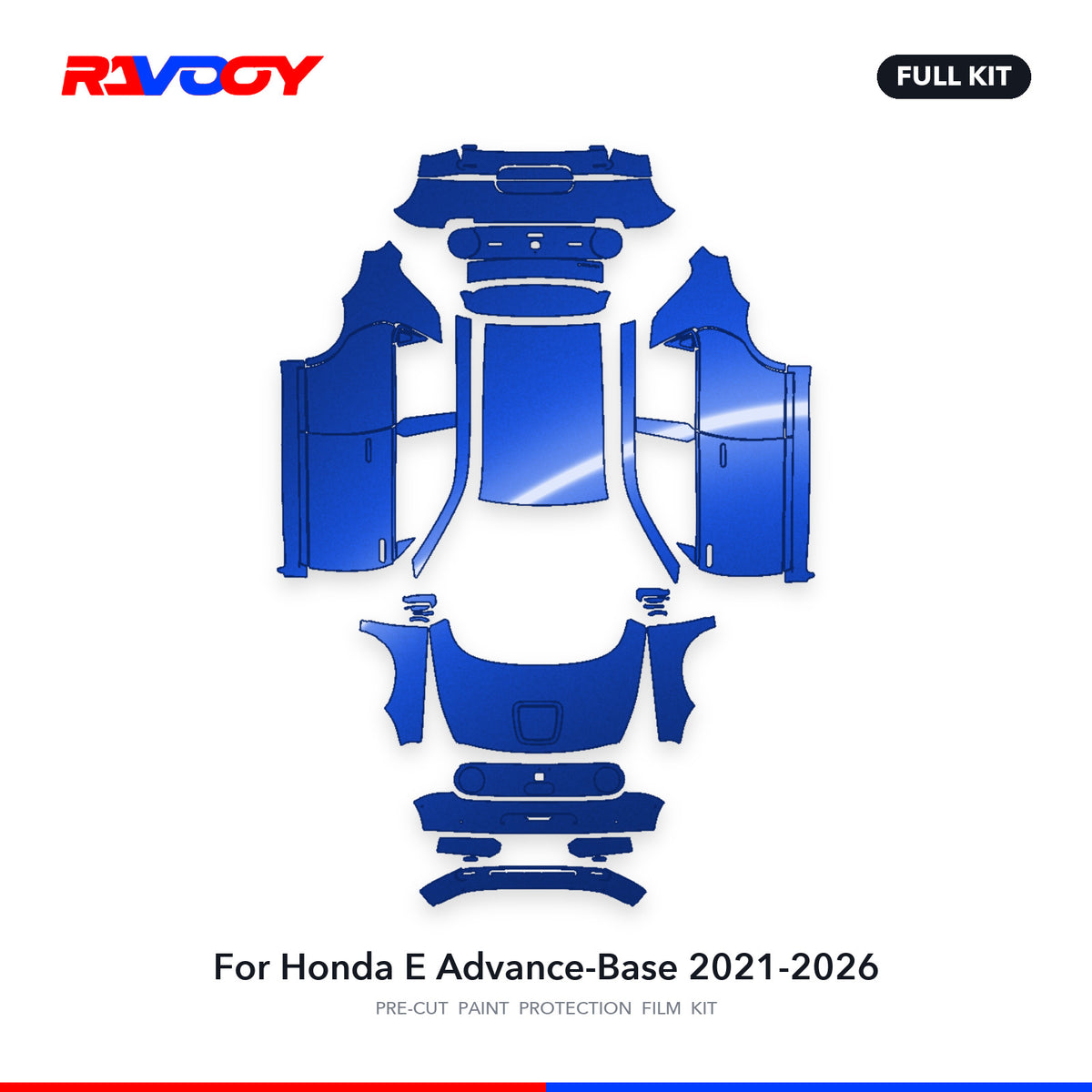 Full vehicle PPF pattern for 2021-2026 Honda E Advance-Base