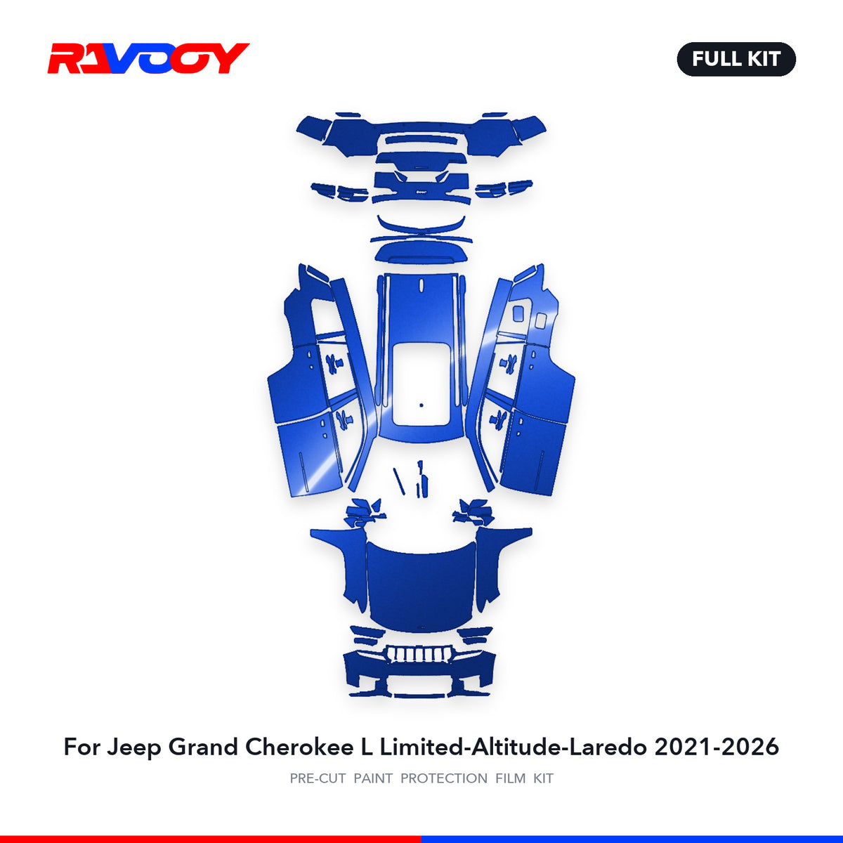 Full vehicle PPF pattern for 2021-2026 Jeep Grand Cherokee L Limited-Altitude-Laredo