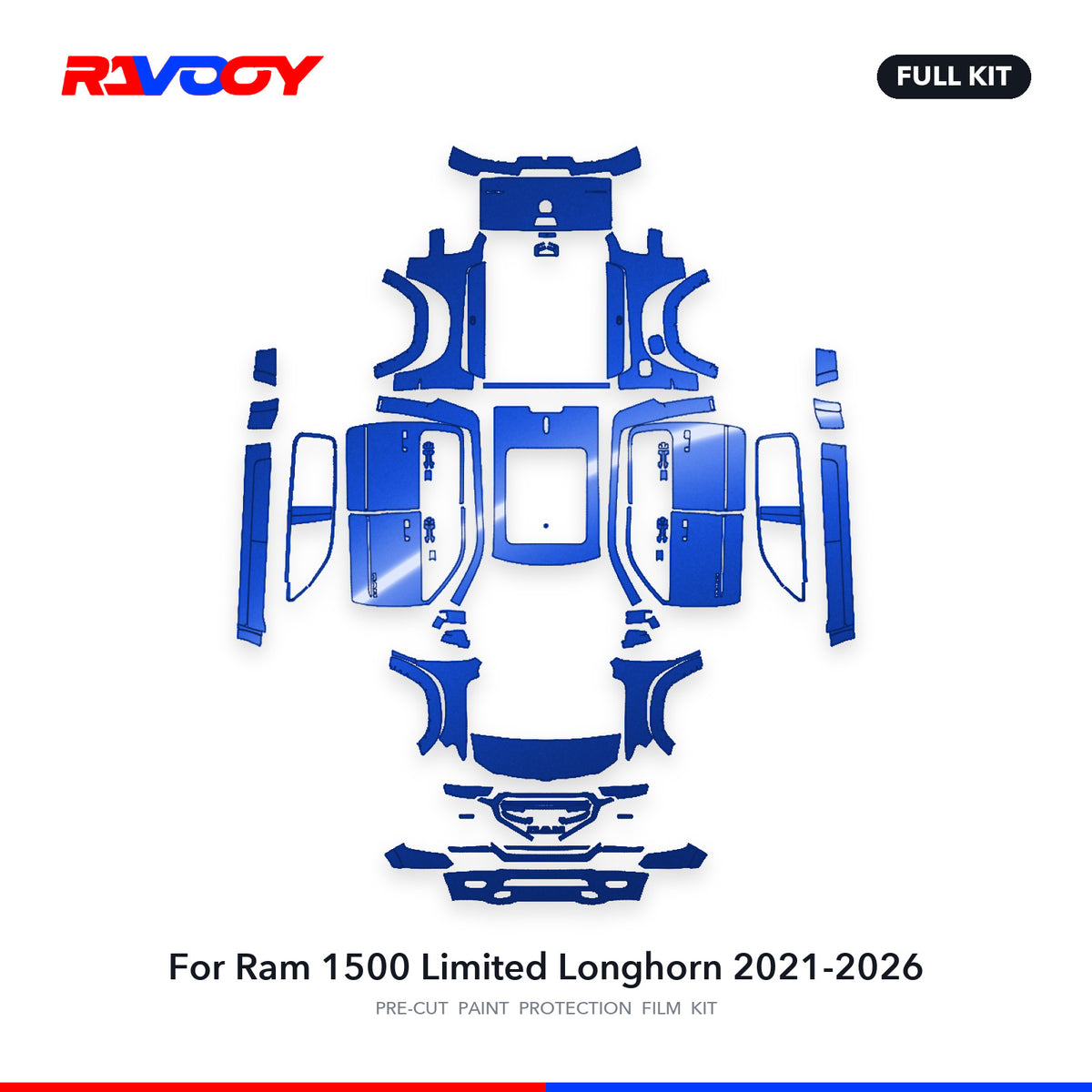 Full vehicle PPF pattern for 2021-2026 Ram 1500 Limited Longhorn