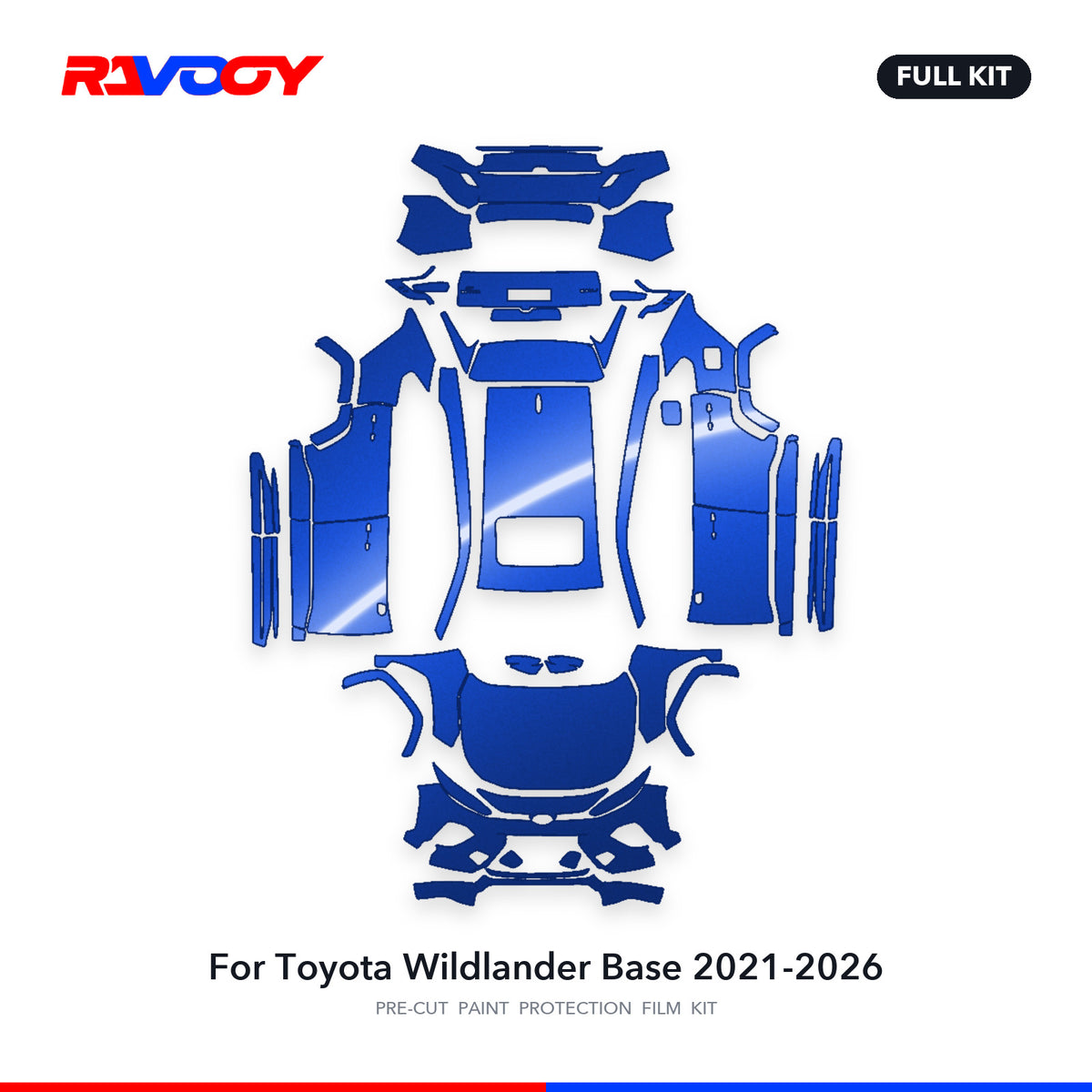 Full vehicle PPF pattern for 2021-2026 Toyota Wildlander Base