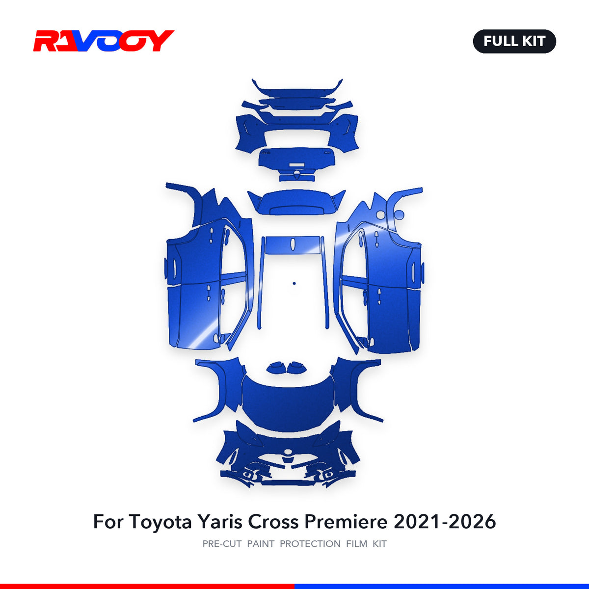 Full vehicle PPF pattern for 2021-2026 Toyota Yaris Cross Premiere