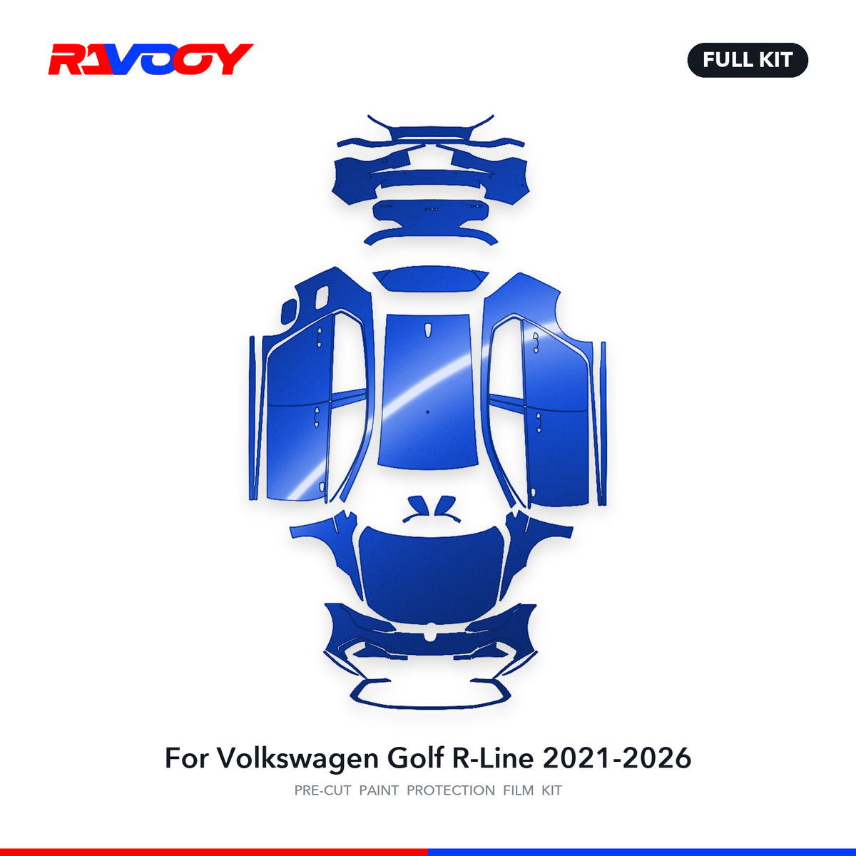 Full vehicle PPF pattern for 2021-2026 Volkswagen Golf R-Line