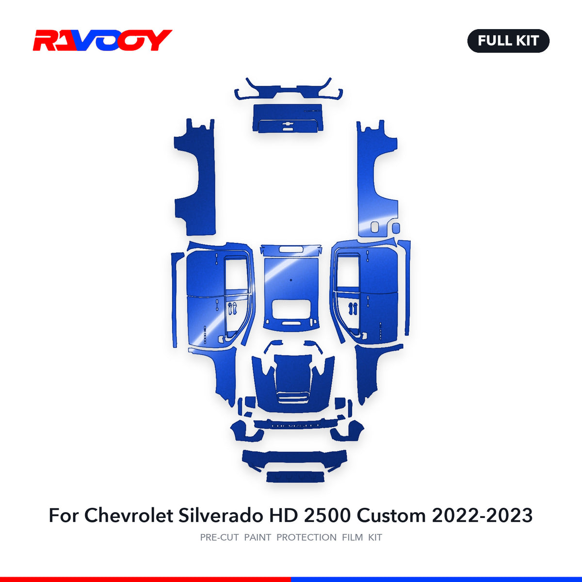 Full vehicle PPF pattern for 2022-2023 Chevrolet Silverado HD 2500 Custom