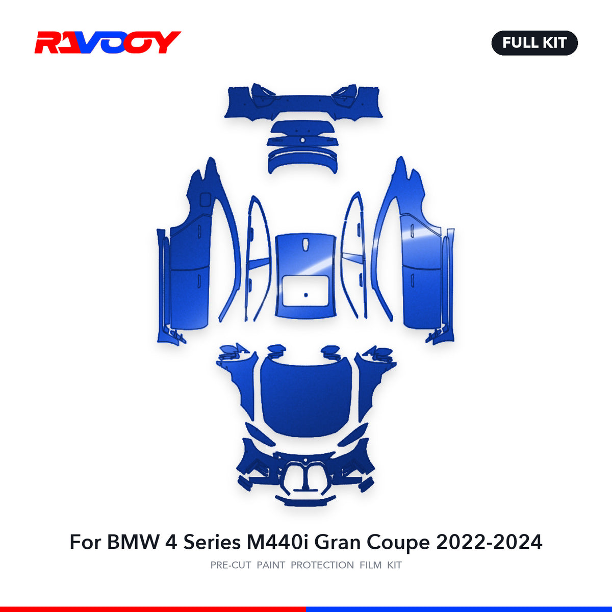 Full vehicle PPF pattern for 2022-2024 BMW 4 Series M440i Gran Coupe